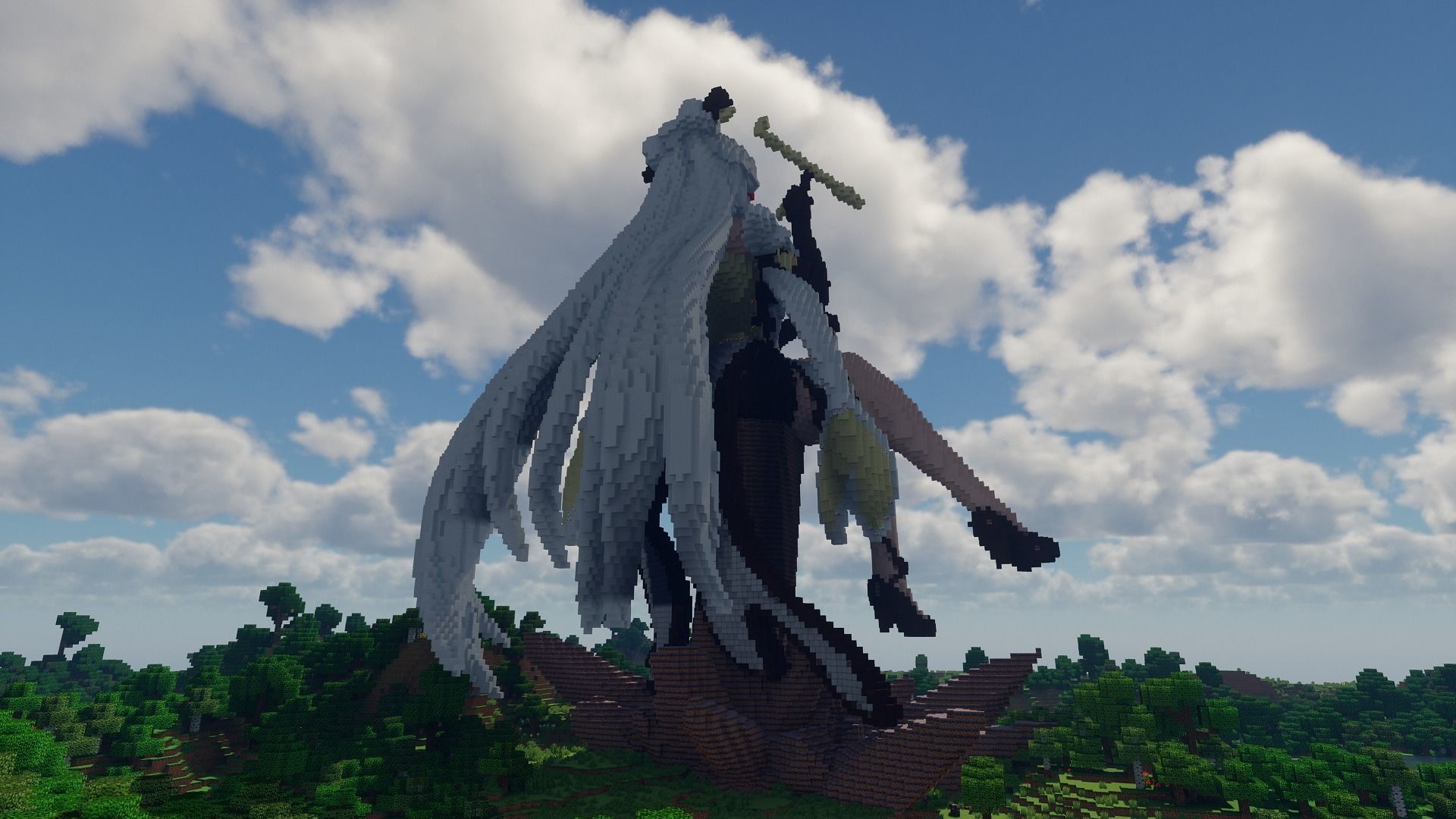 Anime Sitting Girl Minecarft Schematic Free low-poly 3D model_2