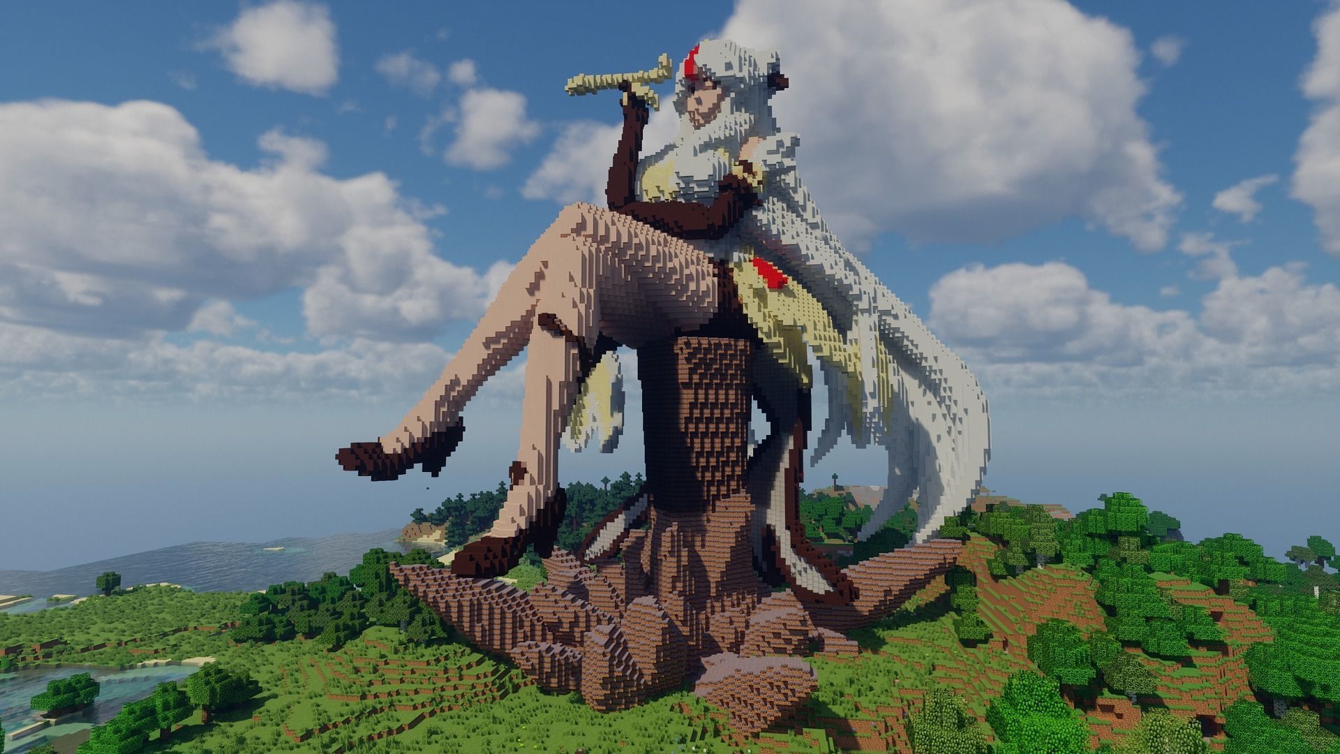 Anime Sitting Girl Minecarft Schematic Free low-poly 3D model_3