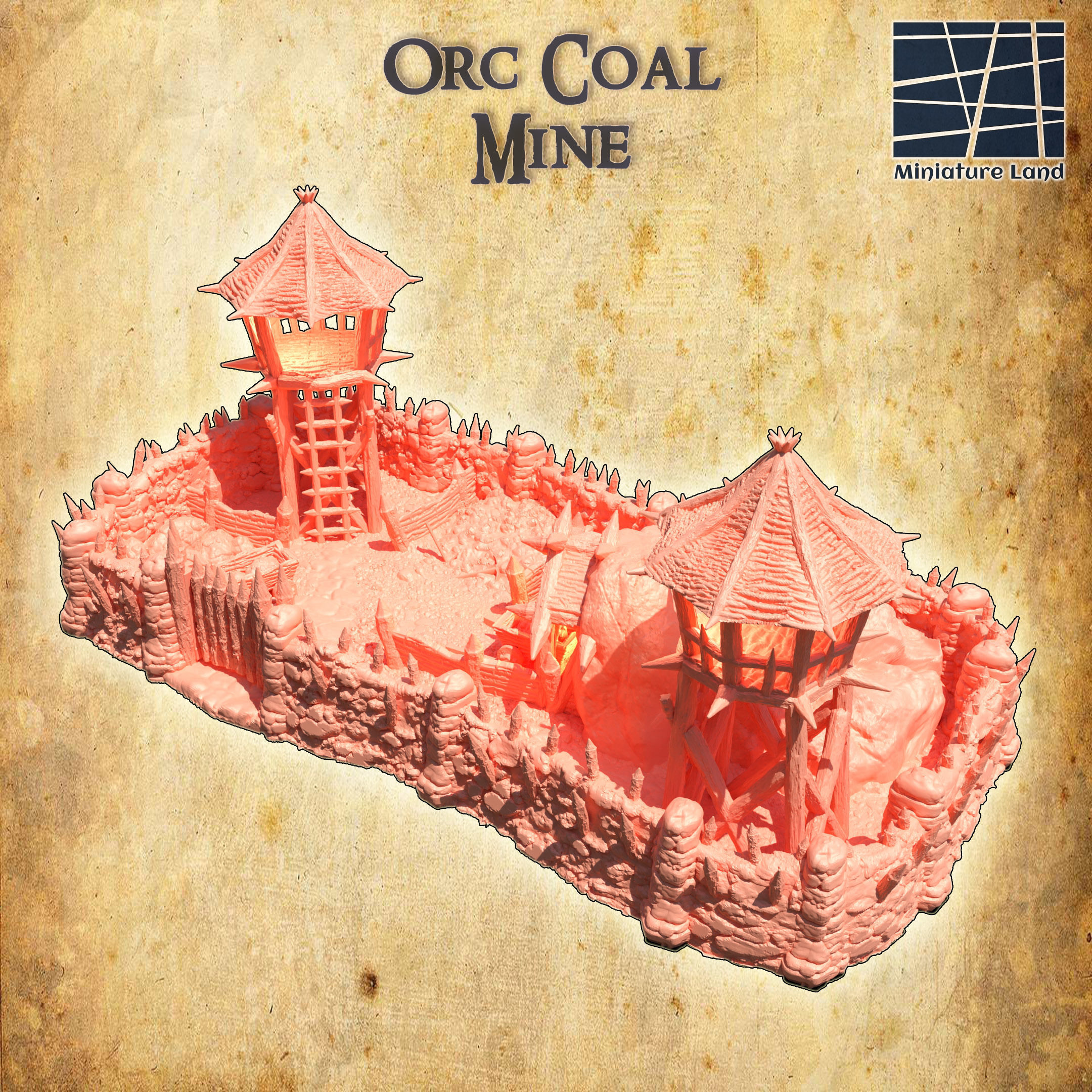 Orc Coal Mine Tabletop Terrain 28 mm 3D print model_1