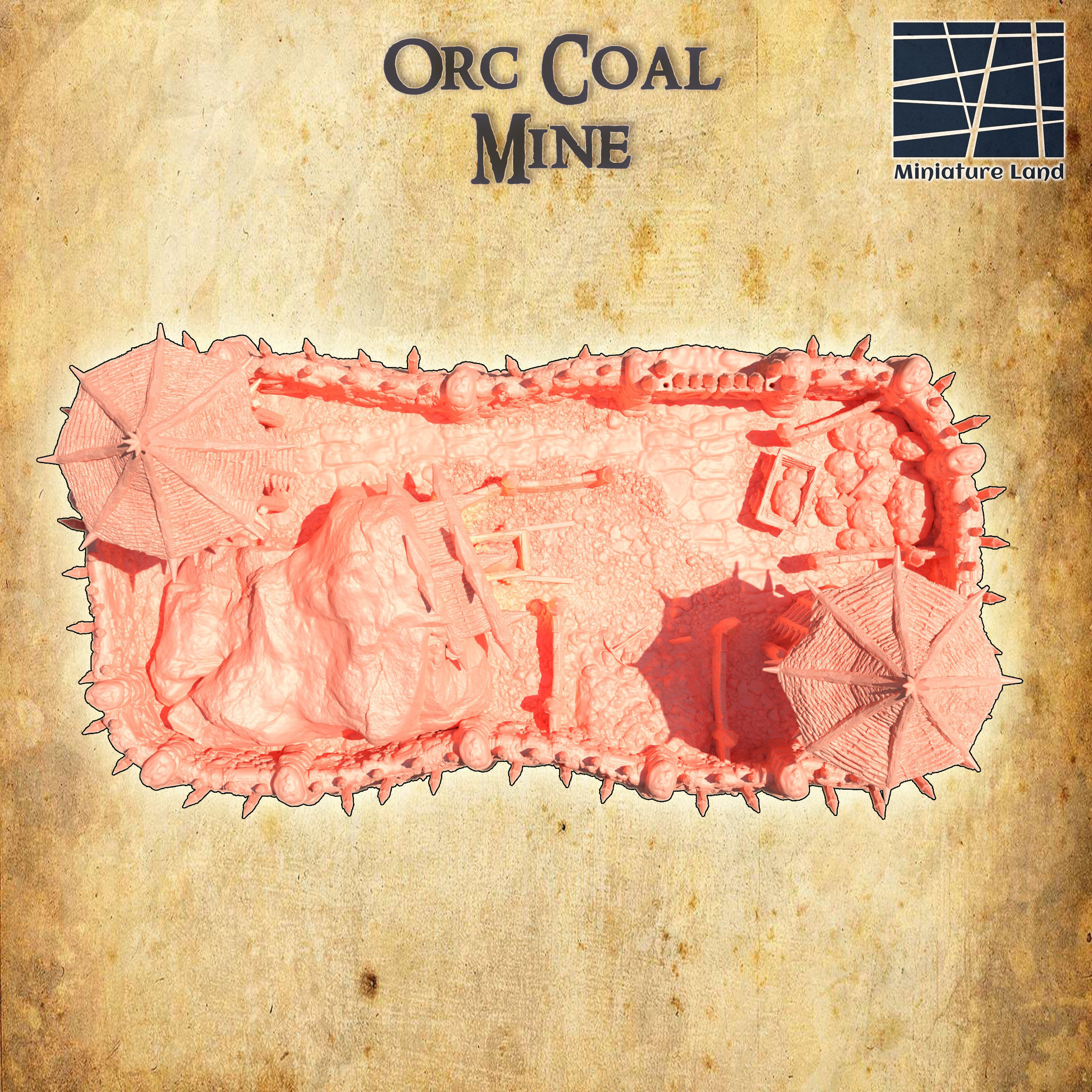 Orc Coal Mine Tabletop Terrain 28 mm 3D print model_4