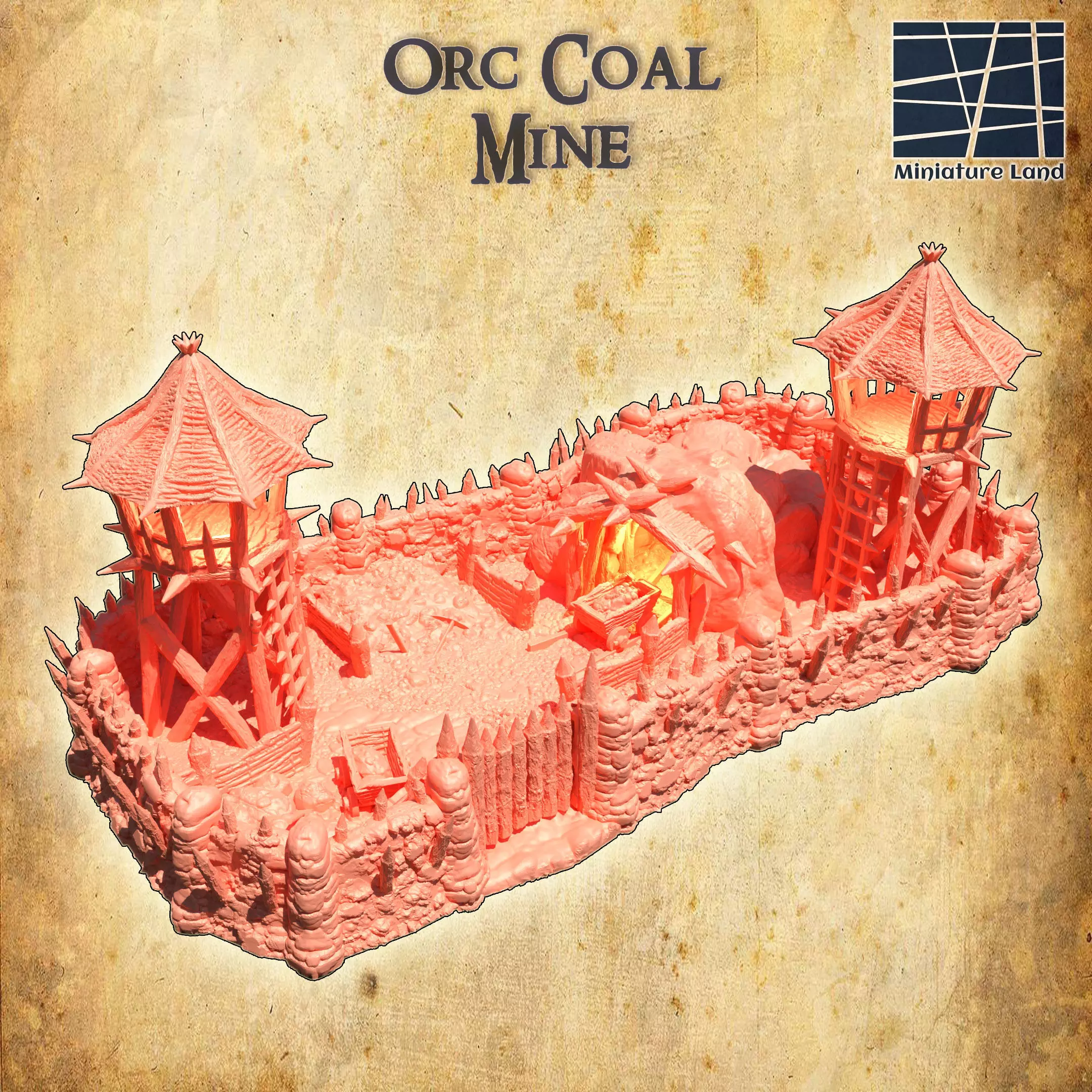 Orc Coal Mine Tabletop Terrain 28 mm 3D print model_0