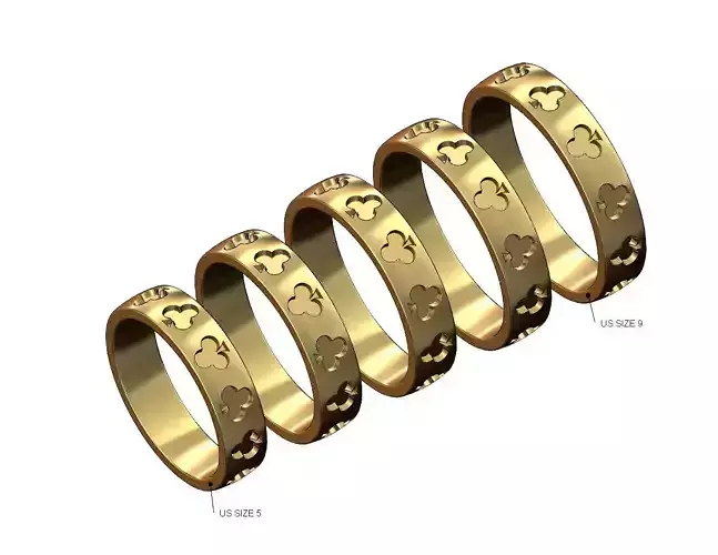 Playing cards clubs engraving band US sizes 5to9