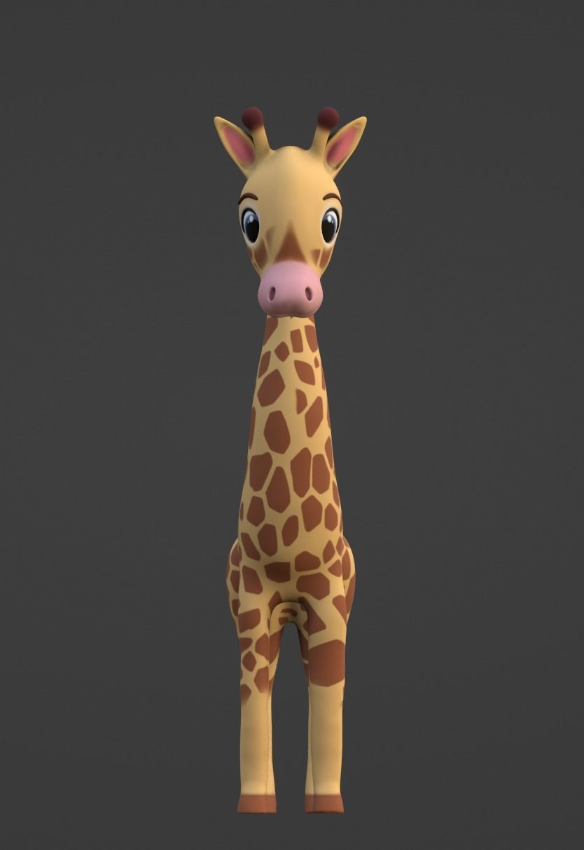 Stylized Toon Giraffe rigged Low-poly 3D model_5