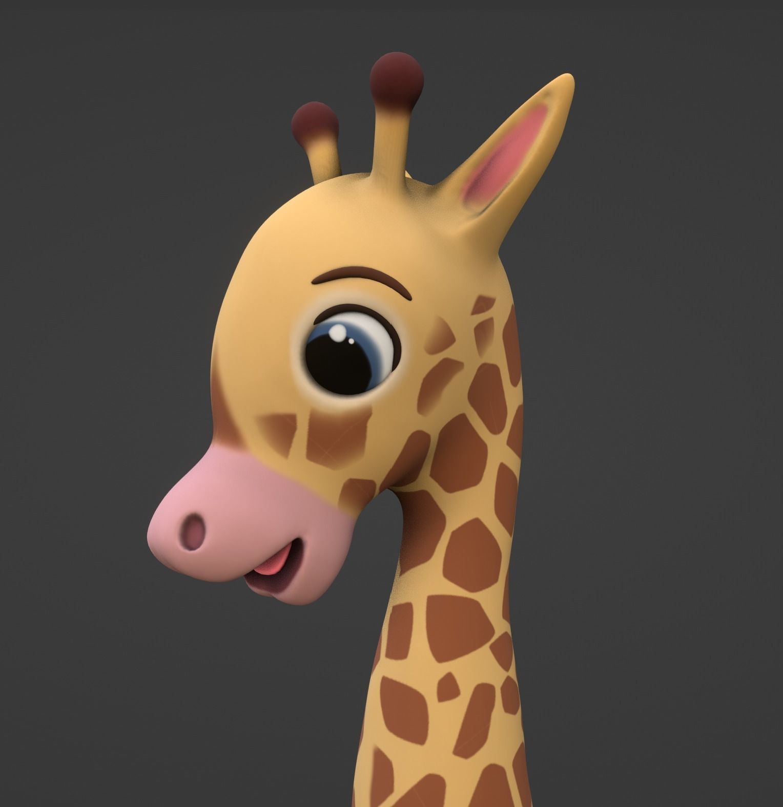 Stylized Toon Giraffe rigged Low-poly 3D model_1