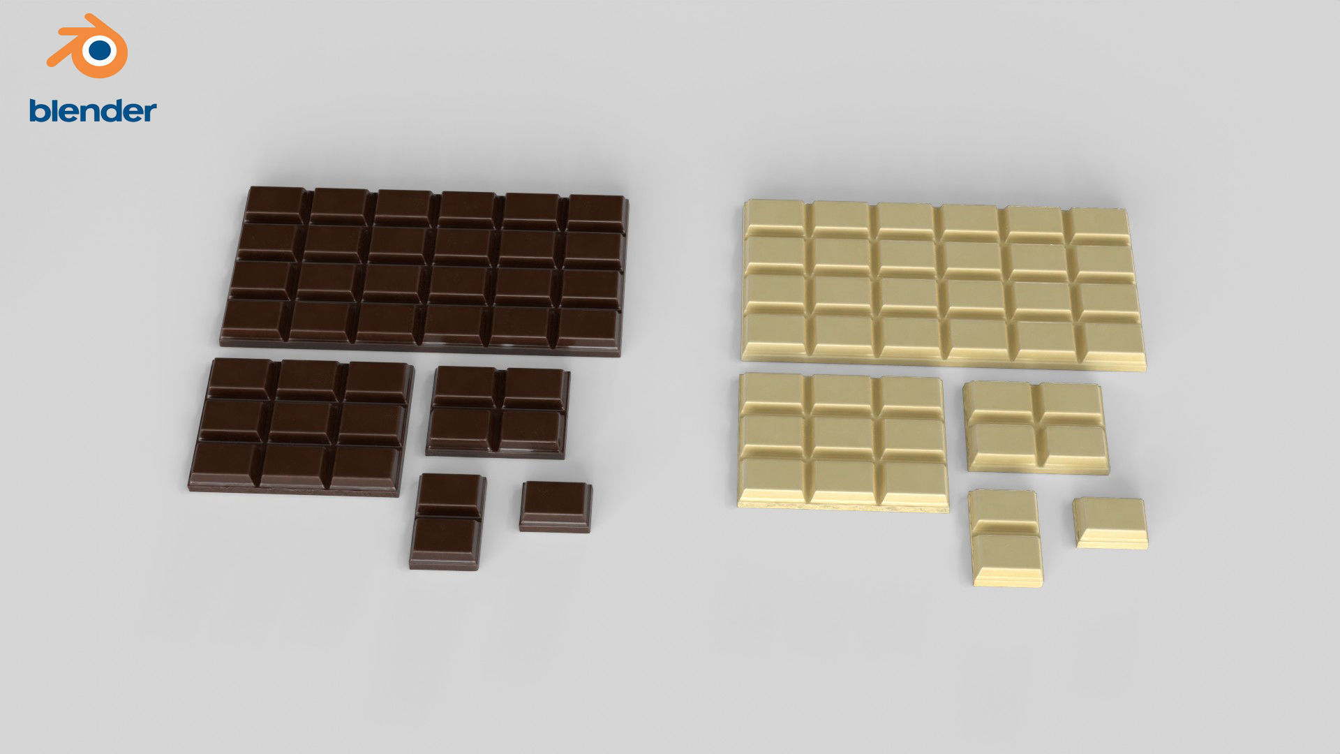 Dark and White Chocolate Set Low-poly 3D model_19