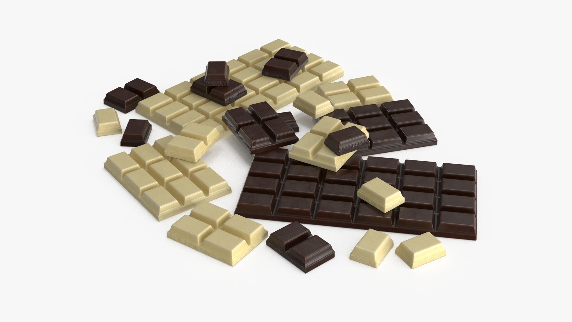 Dark and White Chocolate Set Low-poly 3D model_11