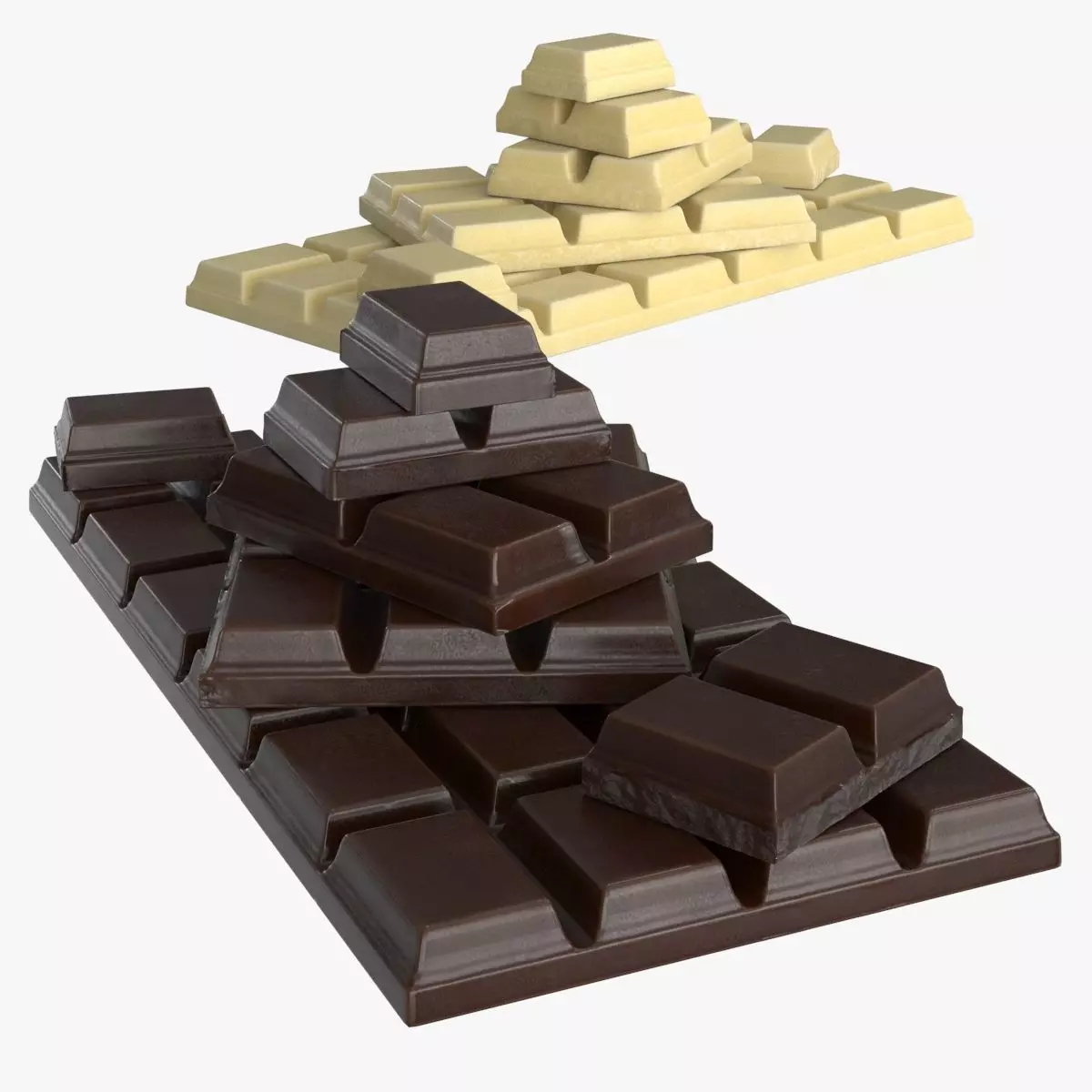 Dark and White Chocolate Set Low-poly 3D model_0