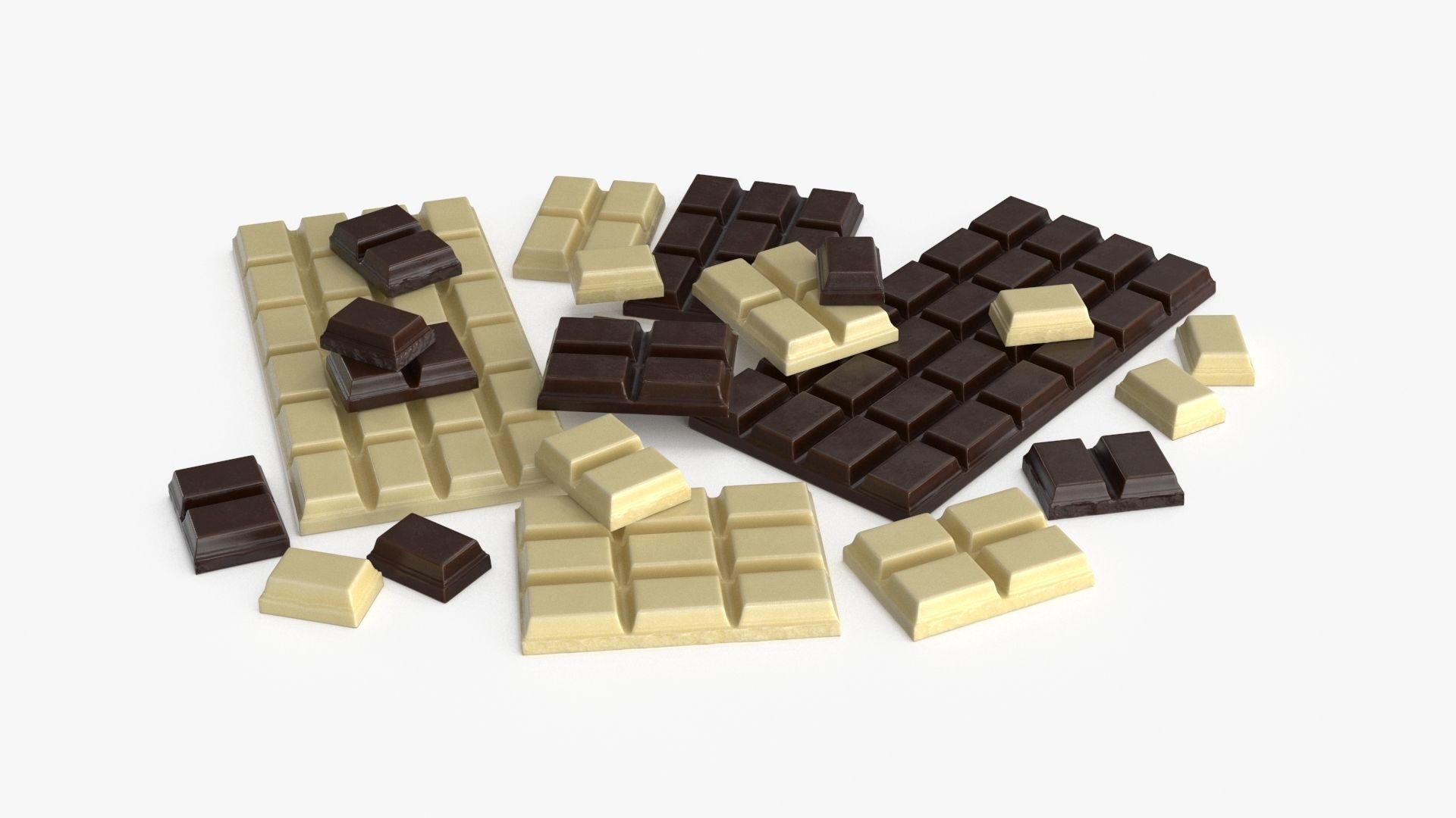Dark and White Chocolate Set Low-poly 3D model_12