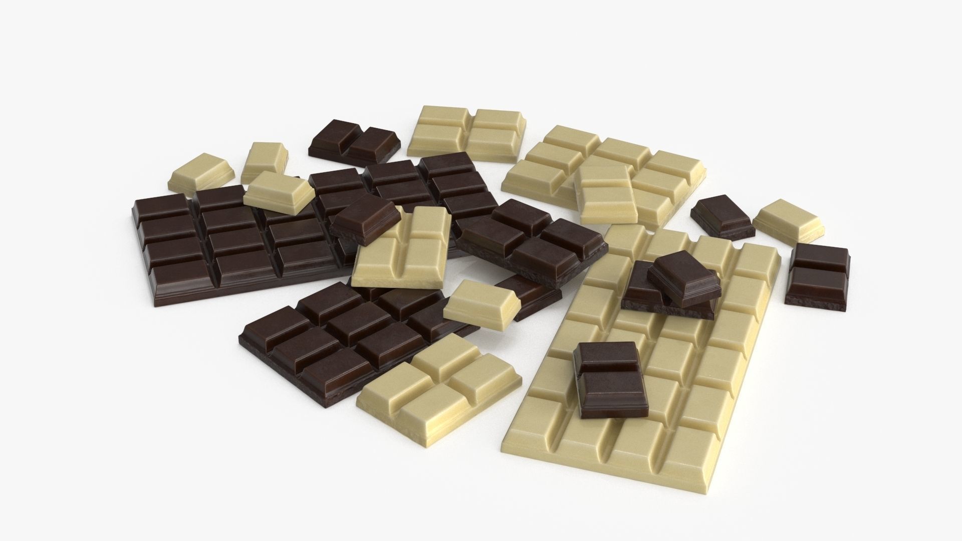 Dark and White Chocolate Set Low-poly 3D model_14