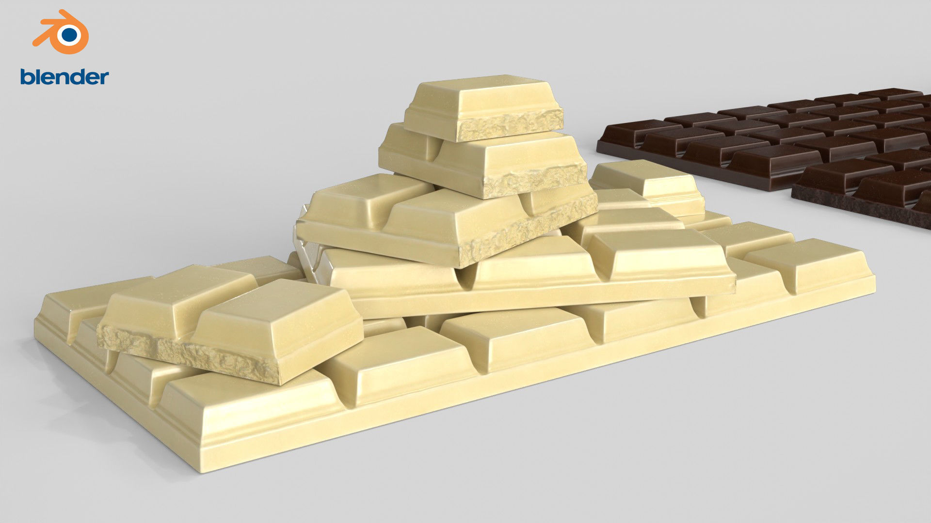 Dark and White Chocolate Set Low-poly 3D model_18