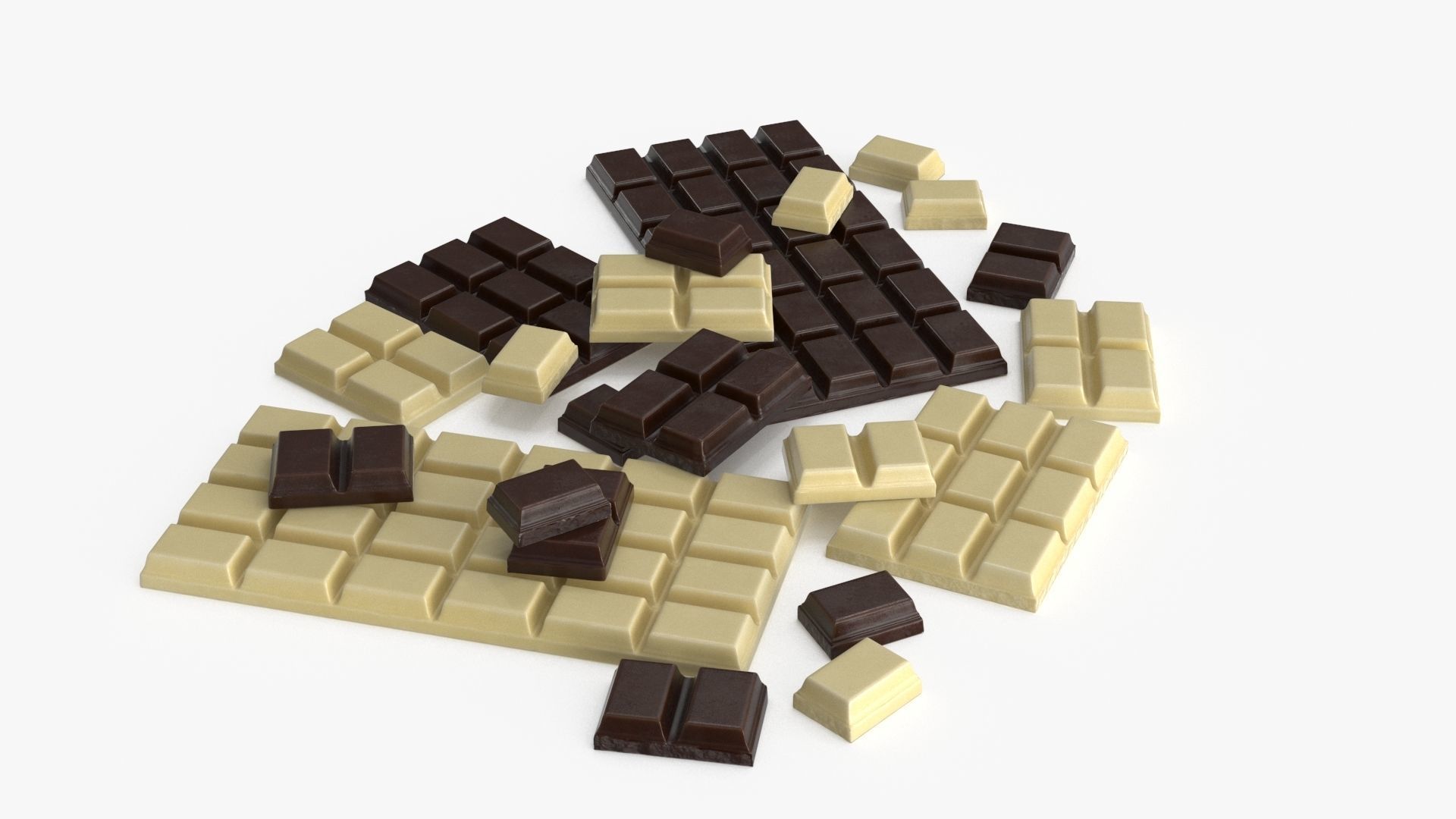 Dark and White Chocolate Set Low-poly 3D model_13
