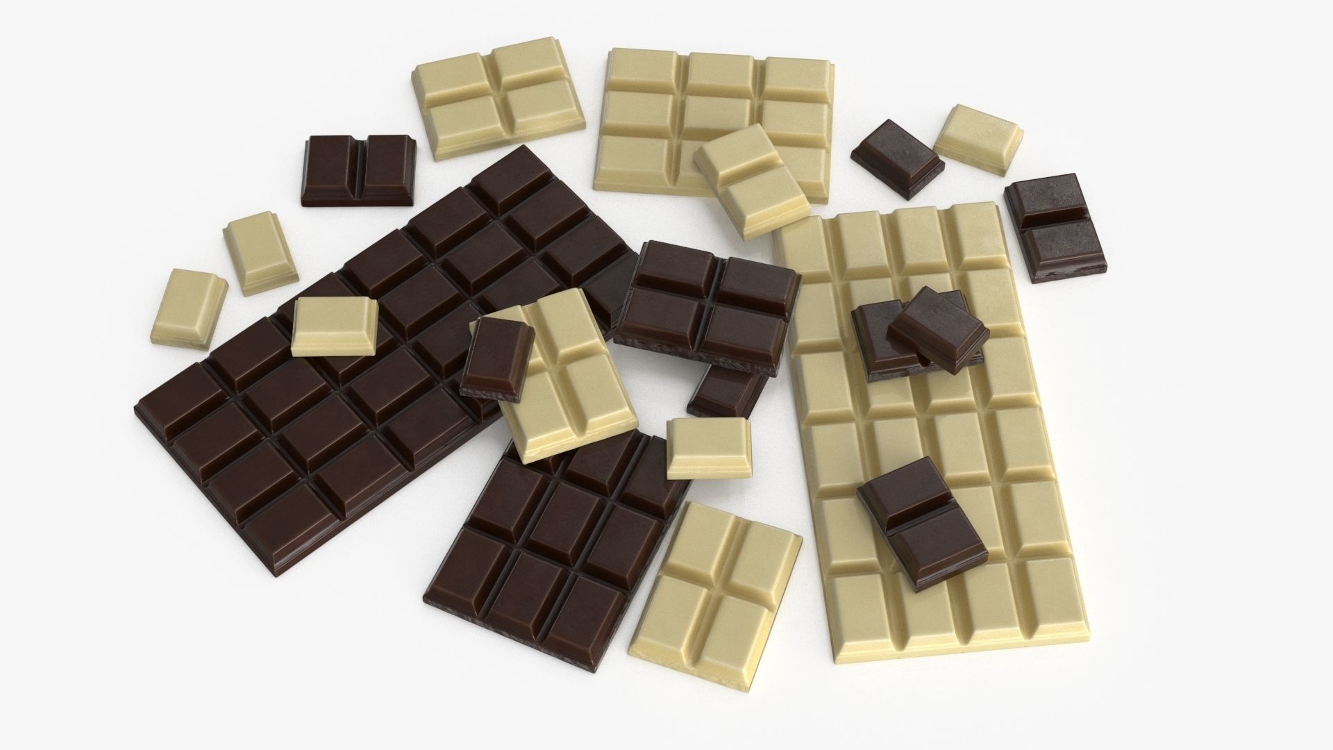 Dark and White Chocolate Set Low-poly 3D model_16