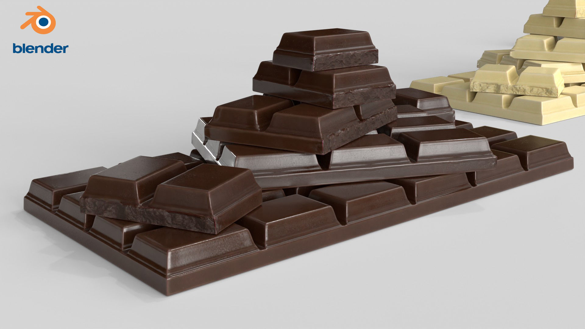 Dark and White Chocolate Set Low-poly 3D model_17