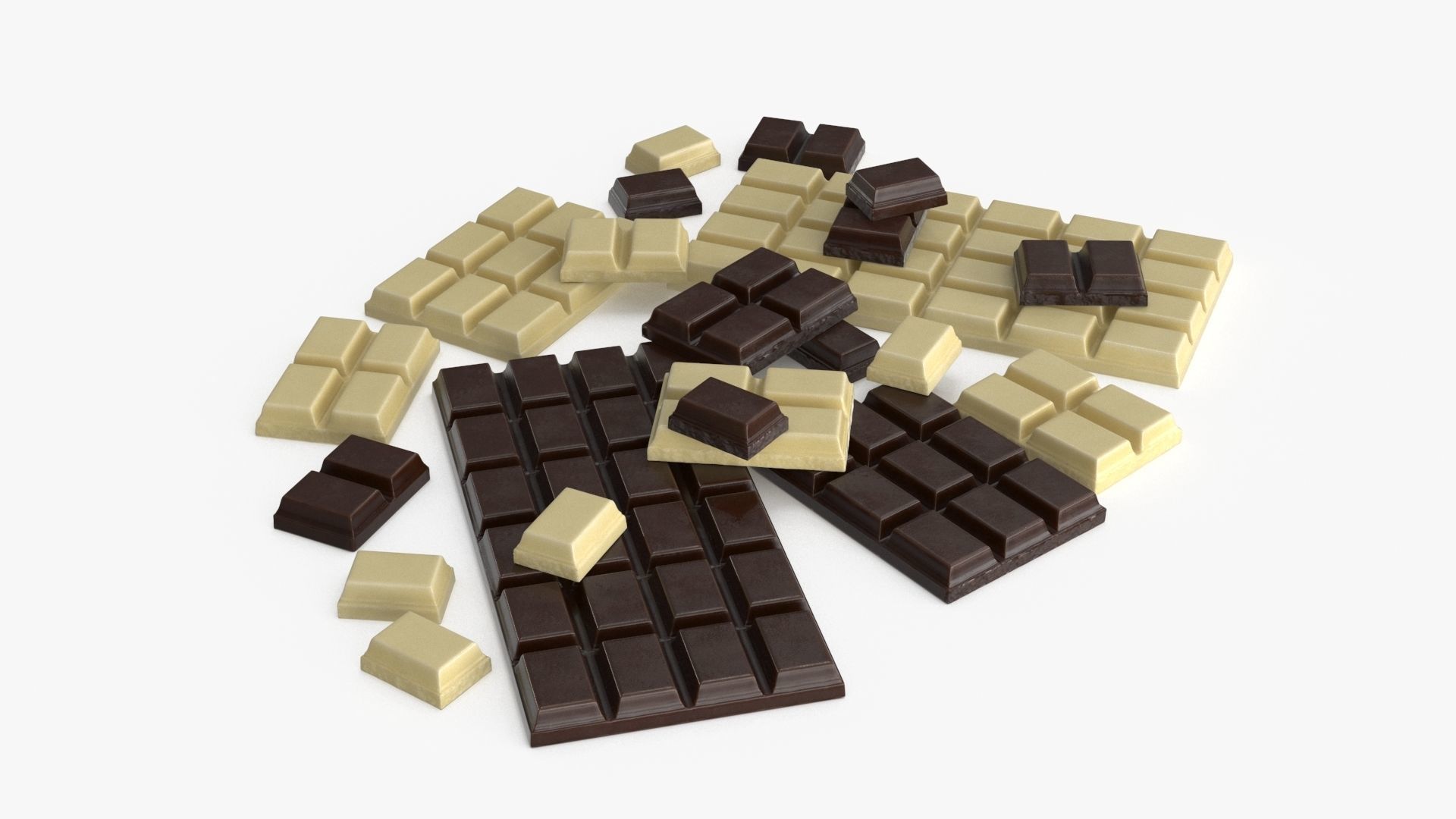 Dark and White Chocolate Set Low-poly 3D model_10