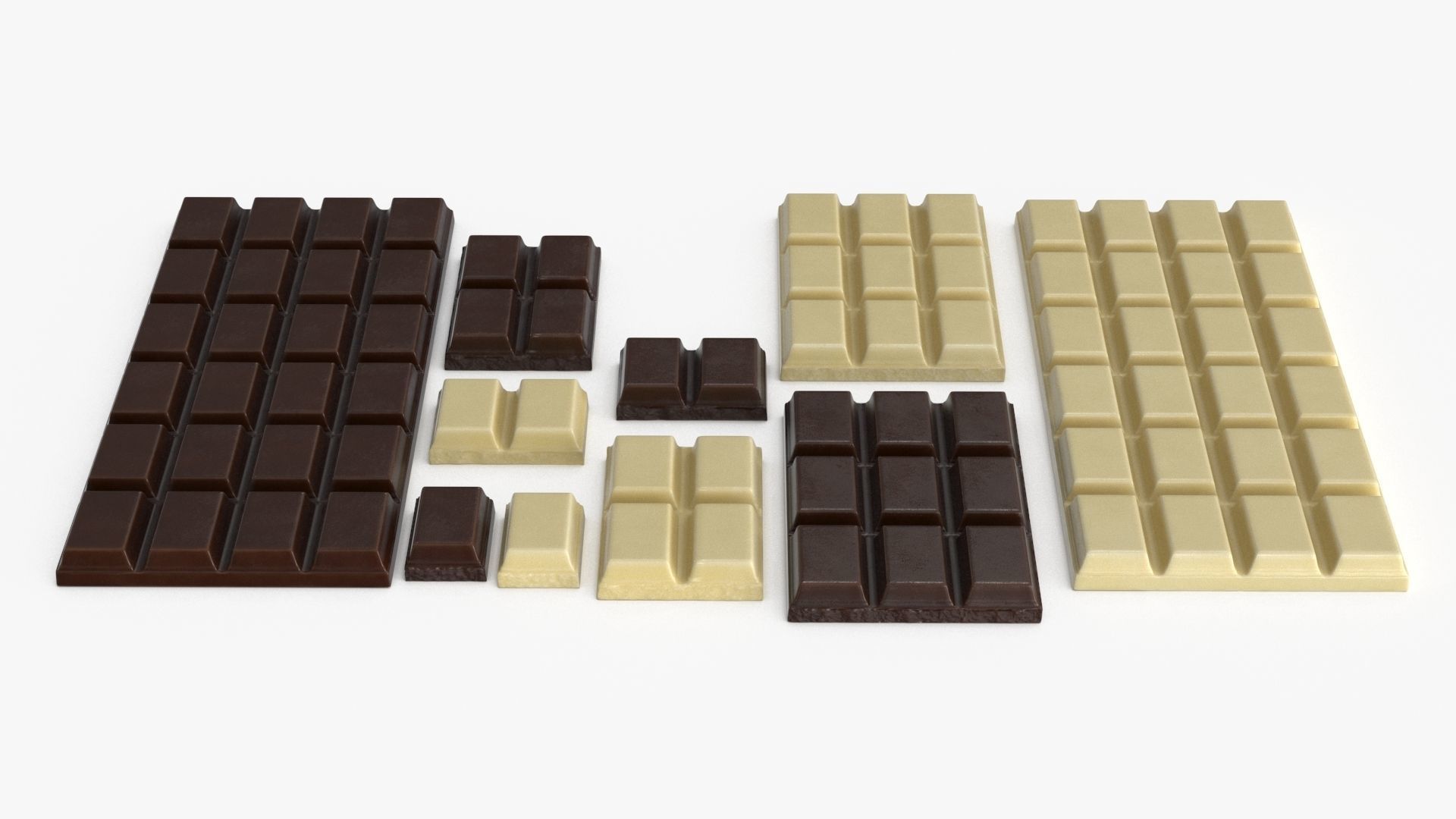 Dark and White Chocolate Set Low-poly 3D model_8