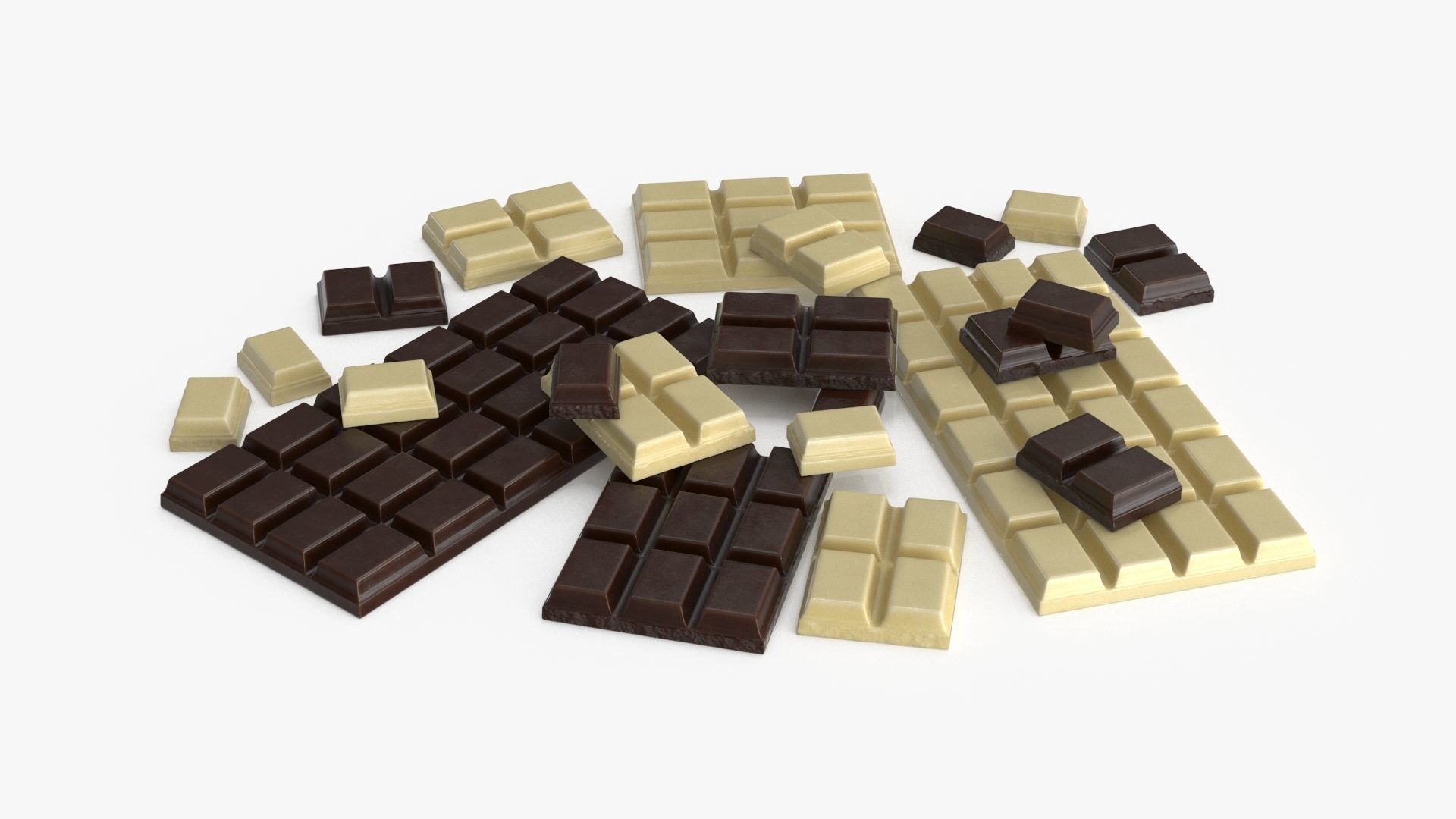 Dark and White Chocolate Set Low-poly 3D model_9
