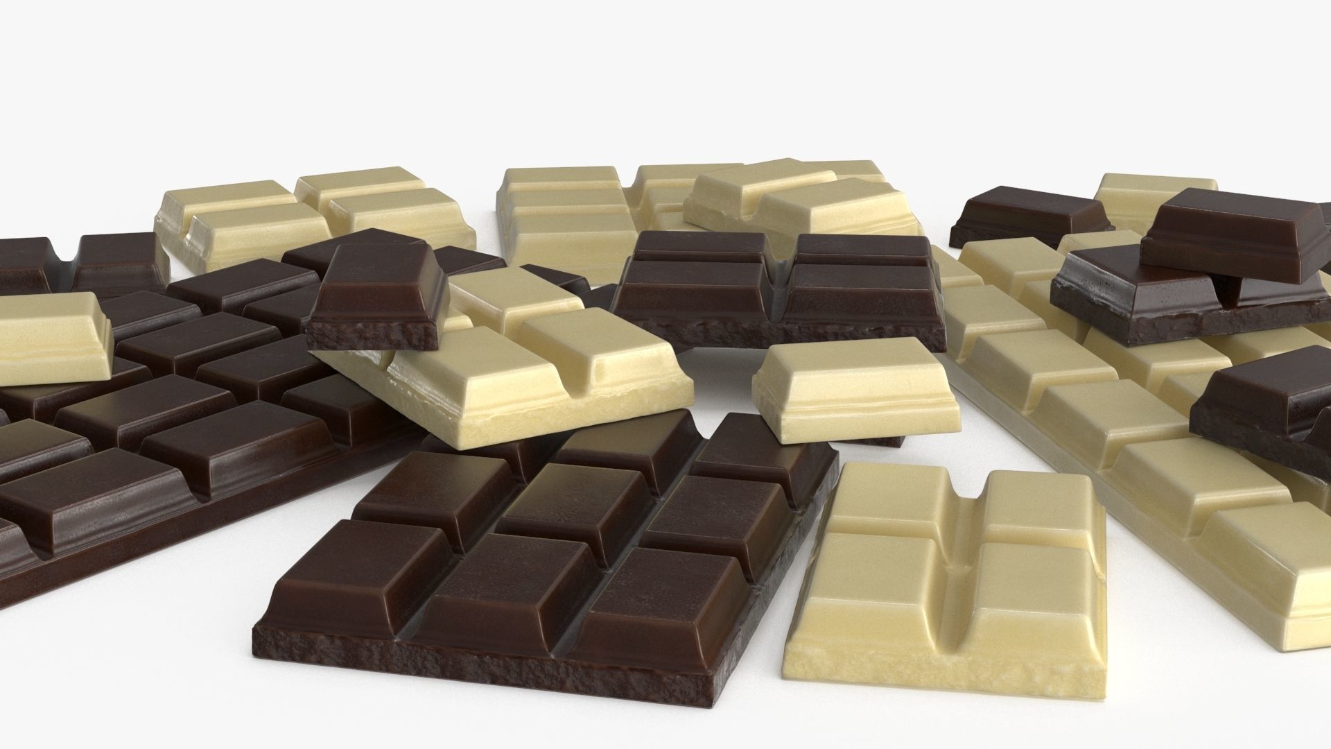 Dark and White Chocolate Set Low-poly 3D model_15