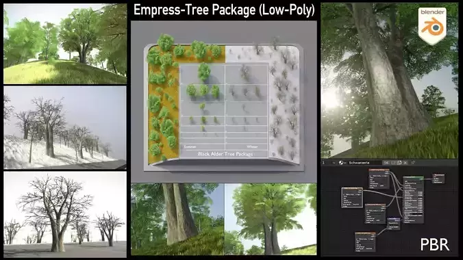 Black Alder Low-Poly Tree Package Low-poly 3D model