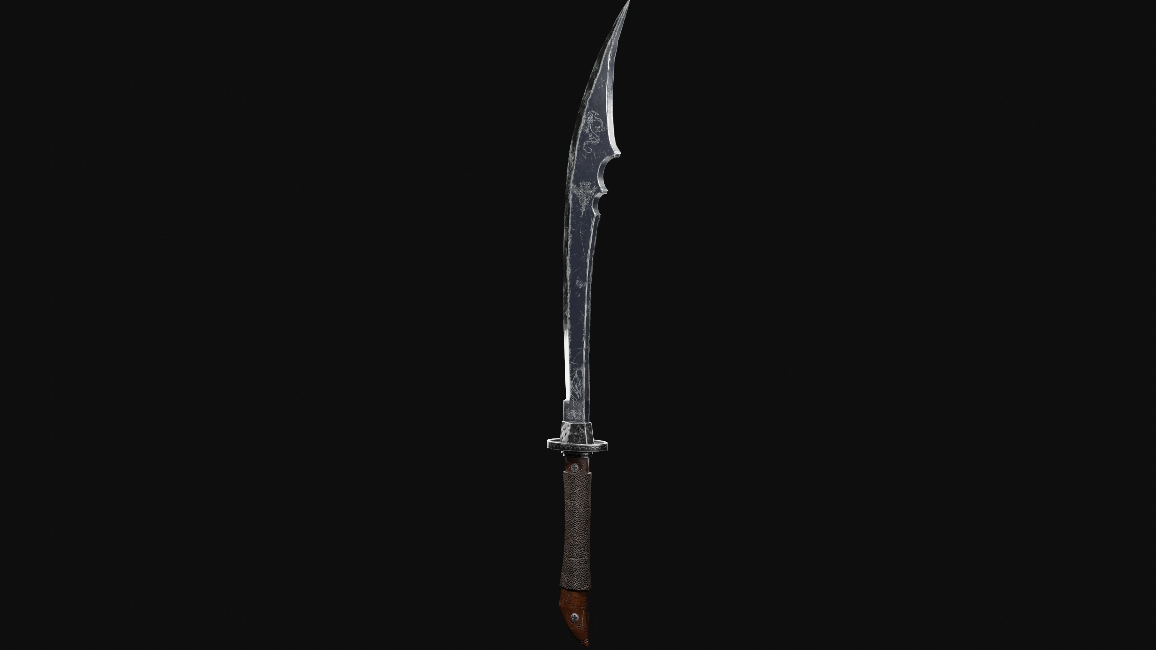 Combat Blade Low-poly 3D model_3