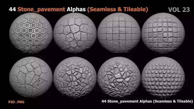 44 Stone pavement Alphas Seamless  Tileable