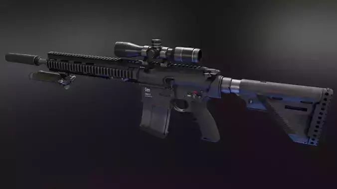 HK417a1 Battle Rifle Low-poly 3D model