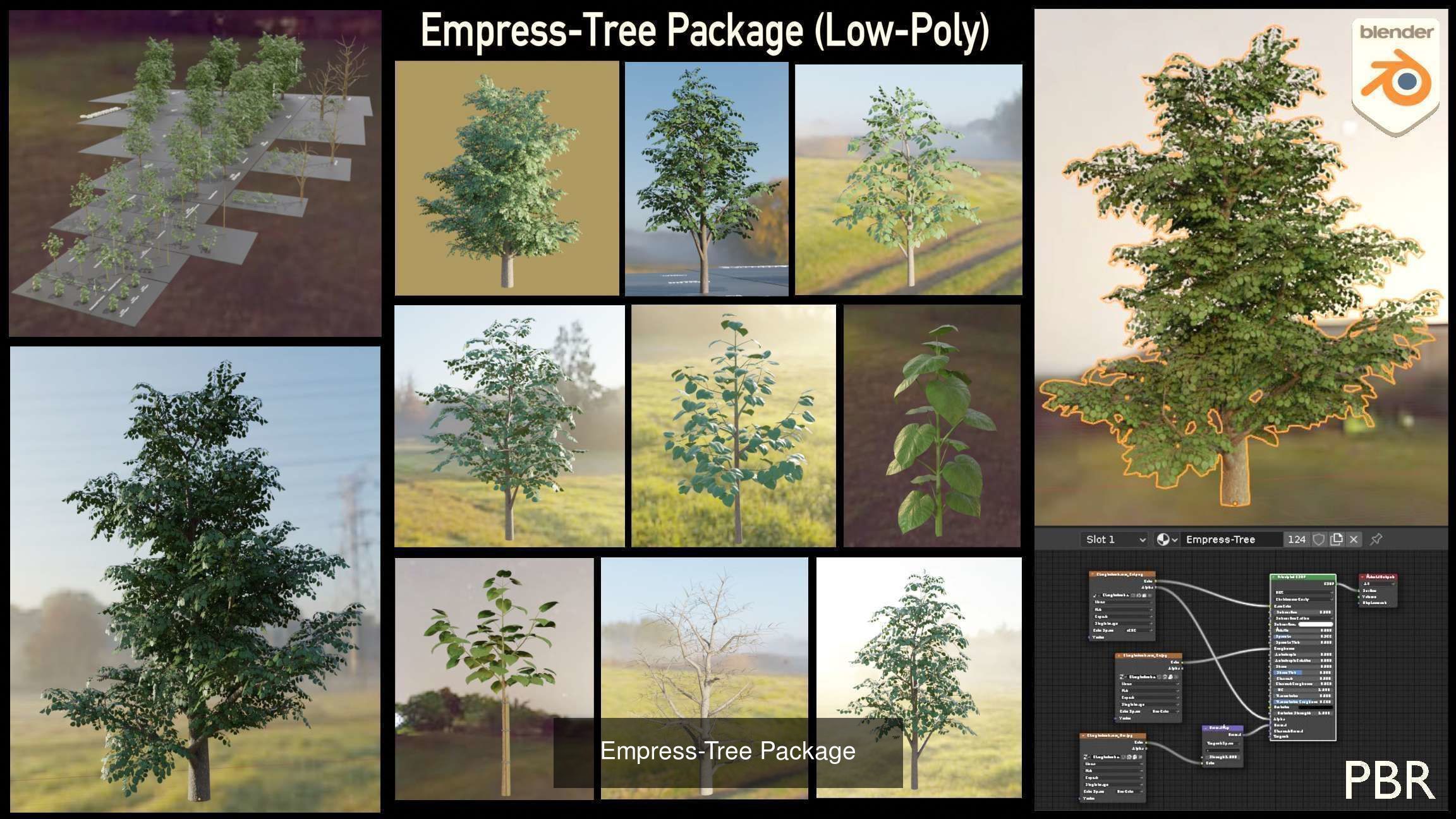 Black Alder Tree - Empress Tree - Walnut Tree Package 3D Model Collection_3