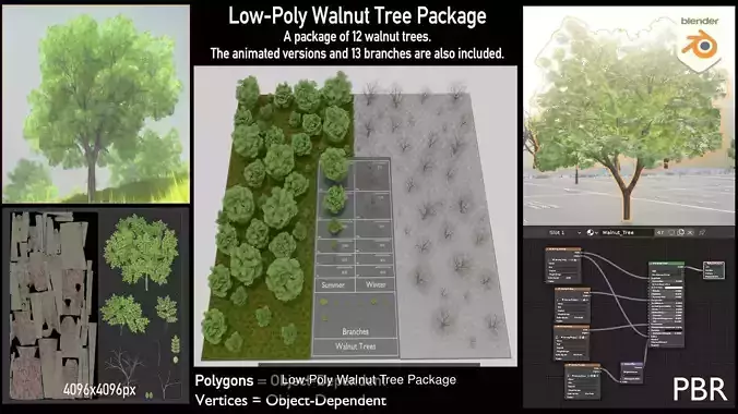 Black Alder Tree - Empress Tree - Walnut Tree Package 3D Model Collection