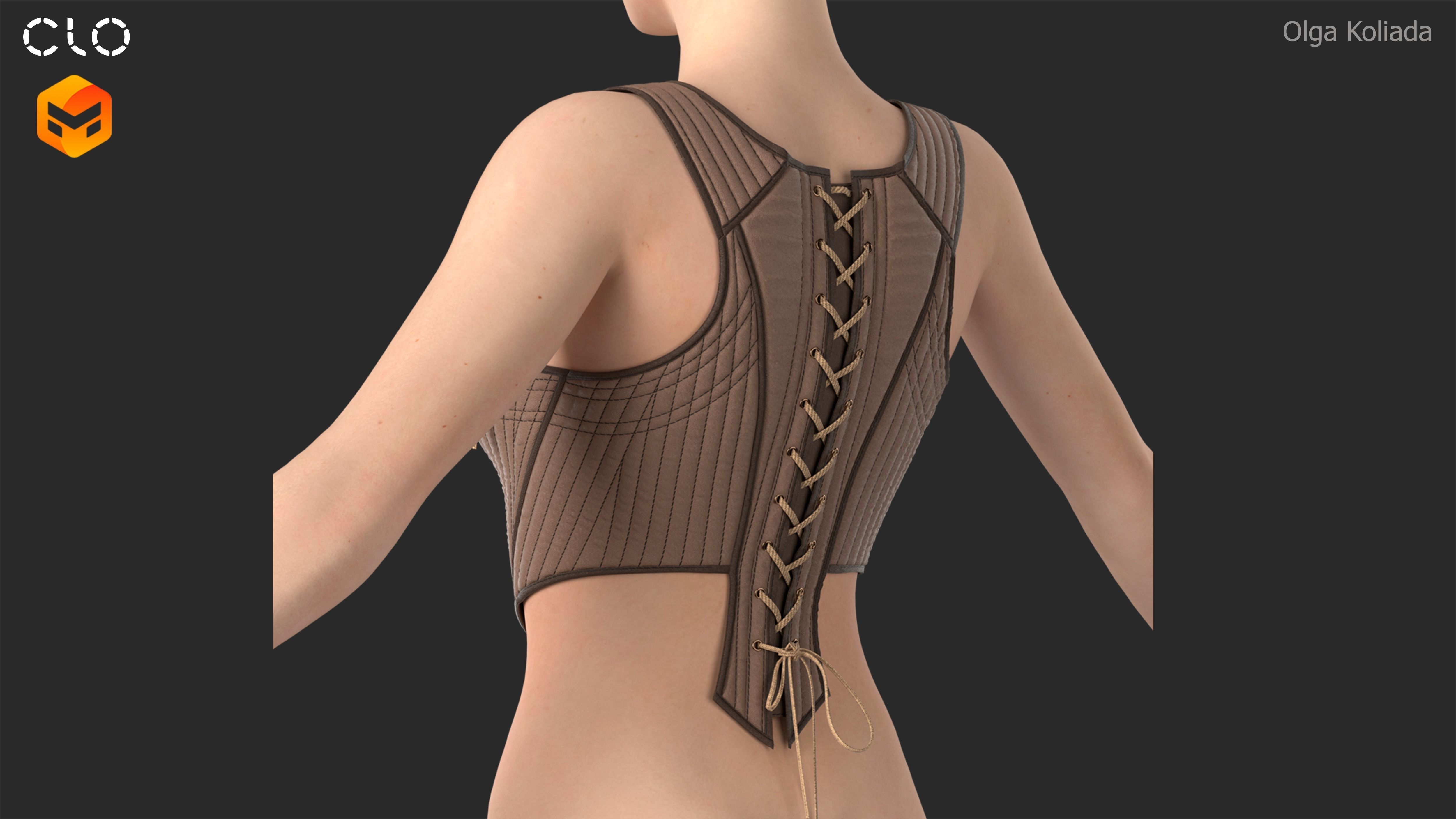 Corset Marvelous Designer project and OBJ 3D model 3D model_3