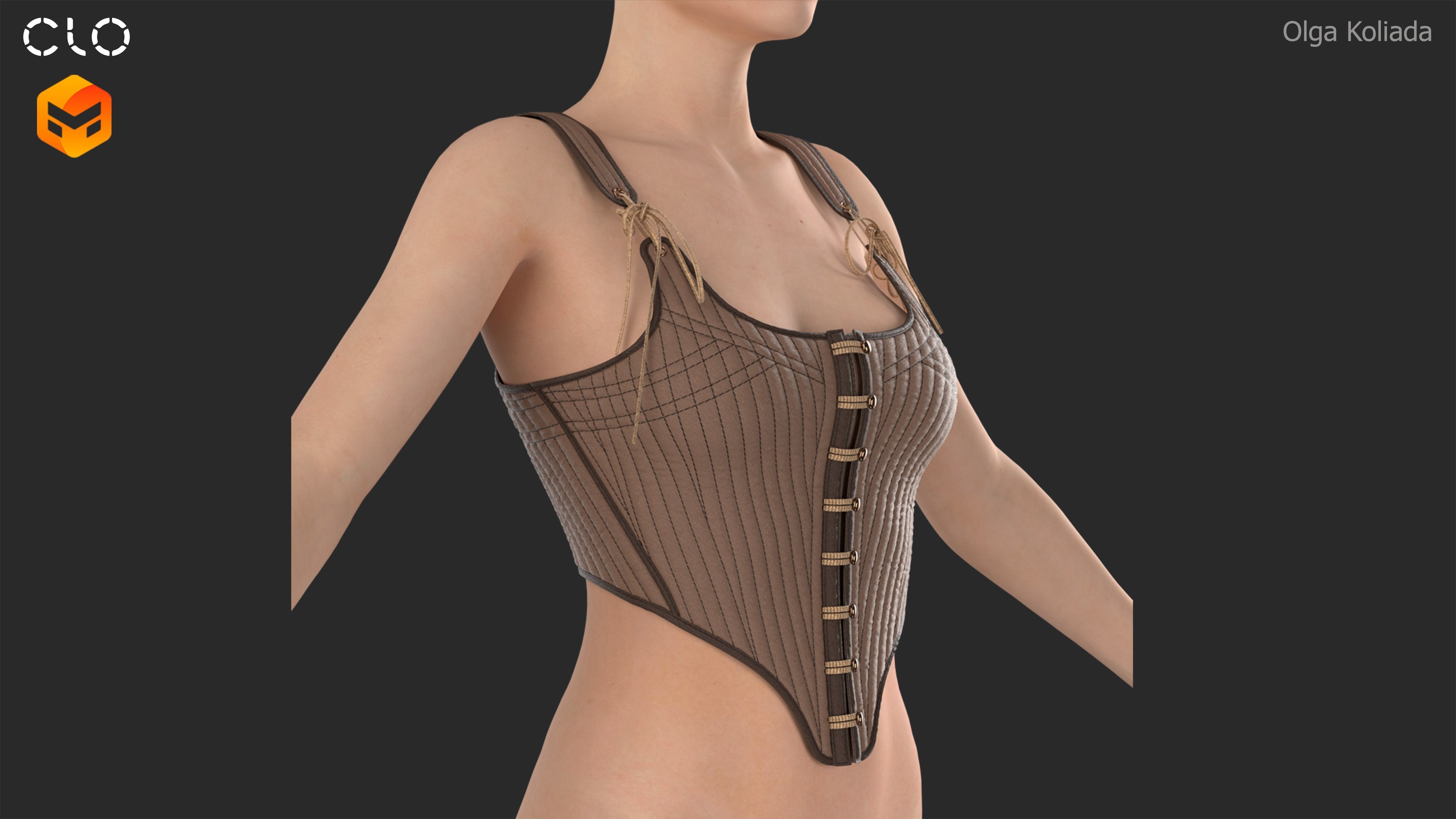 Corset Marvelous Designer project and OBJ 3D model 3D model_2