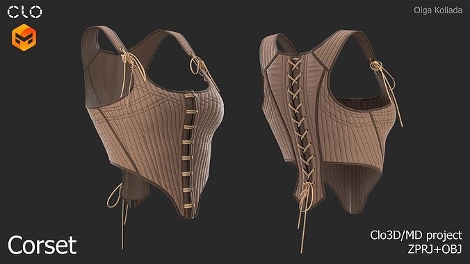 Corset Marvelous Designer project and OBJ 3D model 3D model