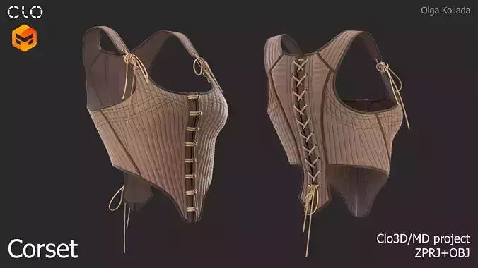 Corset Marvelous Designer project and OBJ 3D model 3D model Corset Marvelous Designer project and OBJ 3D model 3D model