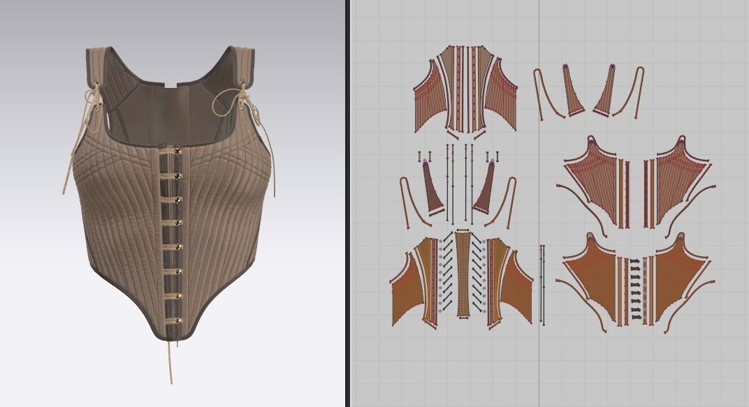 Corset Marvelous Designer project and OBJ 3D model 3D model_4