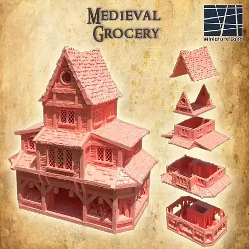 Medieval Grocery House 28 mm Tabletop Terrain