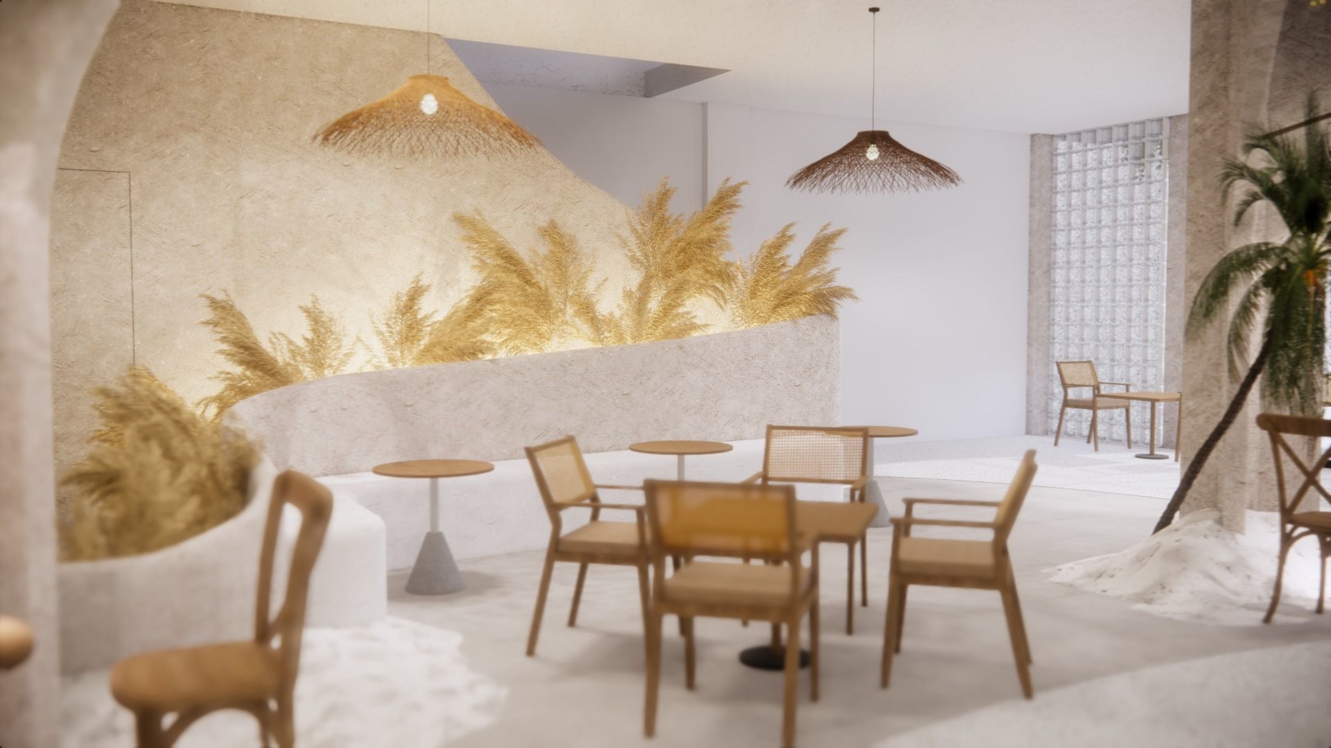 Coffee Shop at Seashore 3D model_3