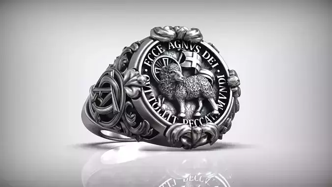 Lamb of God Agnus Dei Christian Jesus Christ Ring 3D print model