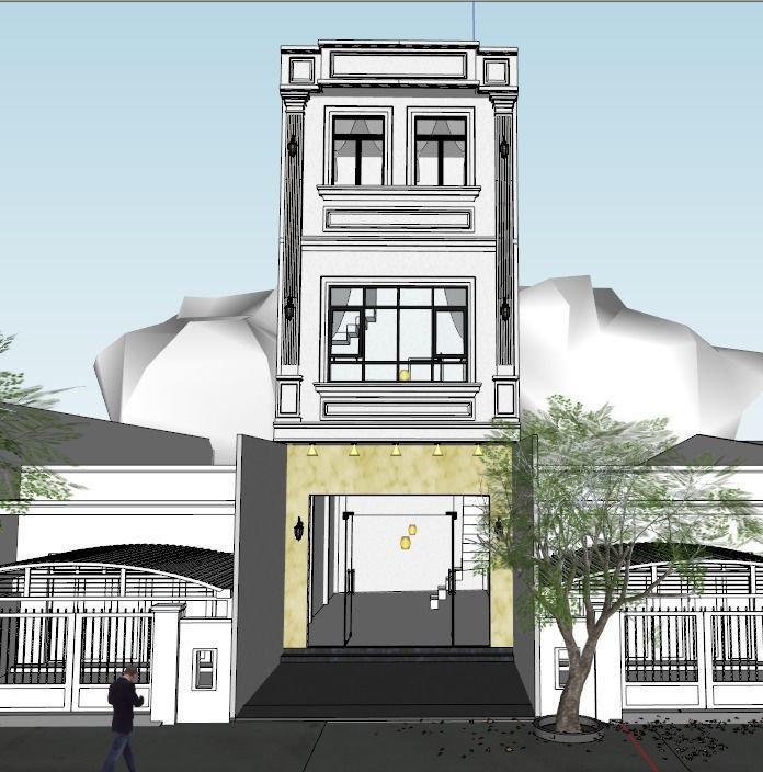 Front Villa House 3D model_3