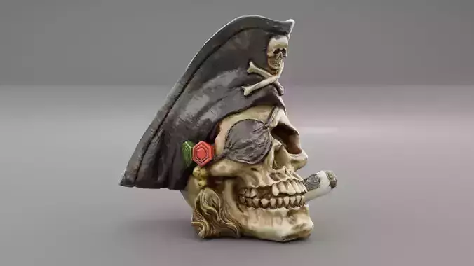 Skull with hat low-poly
