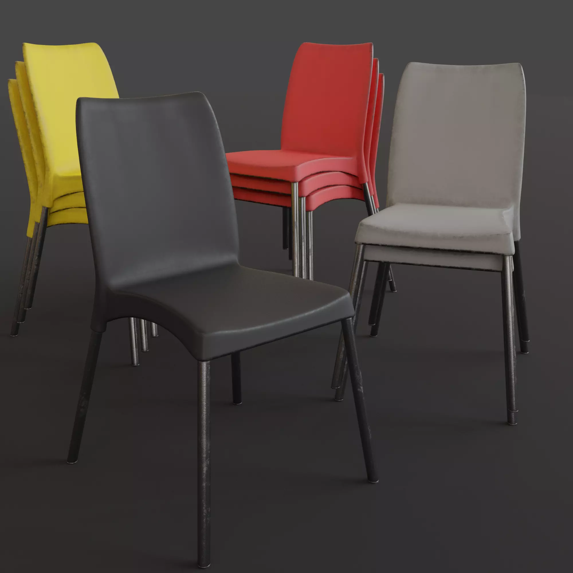 Stackable Plastic Chair Low-poly 3D model_0