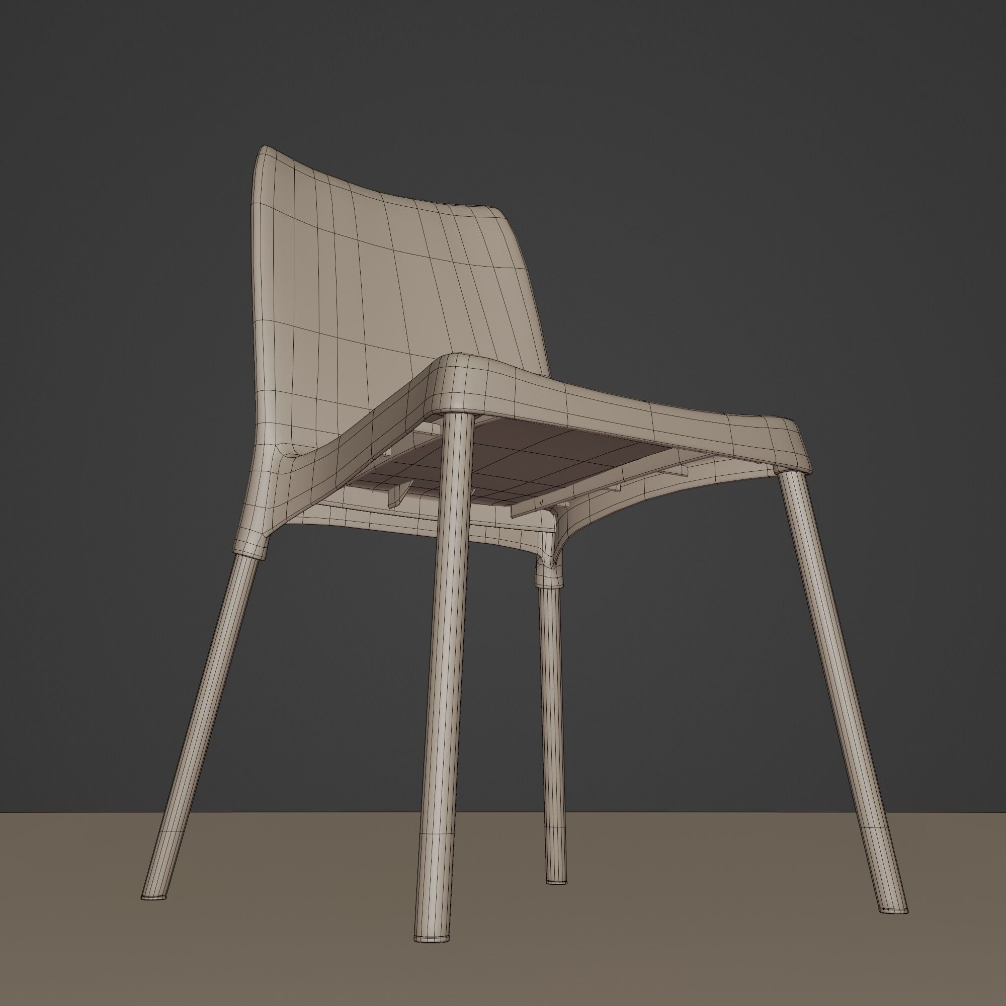 Stackable Plastic Chair Low-poly 3D model_33