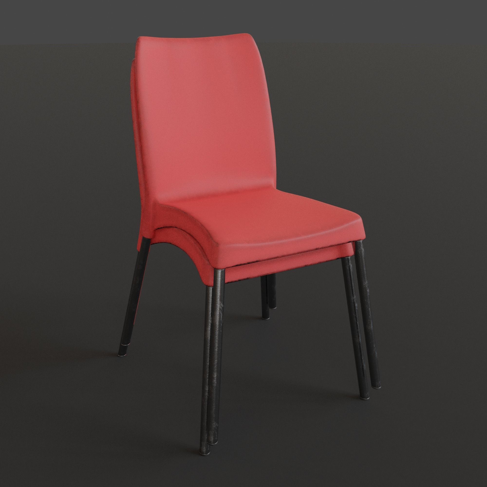 Stackable Plastic Chair Low-poly 3D model_8