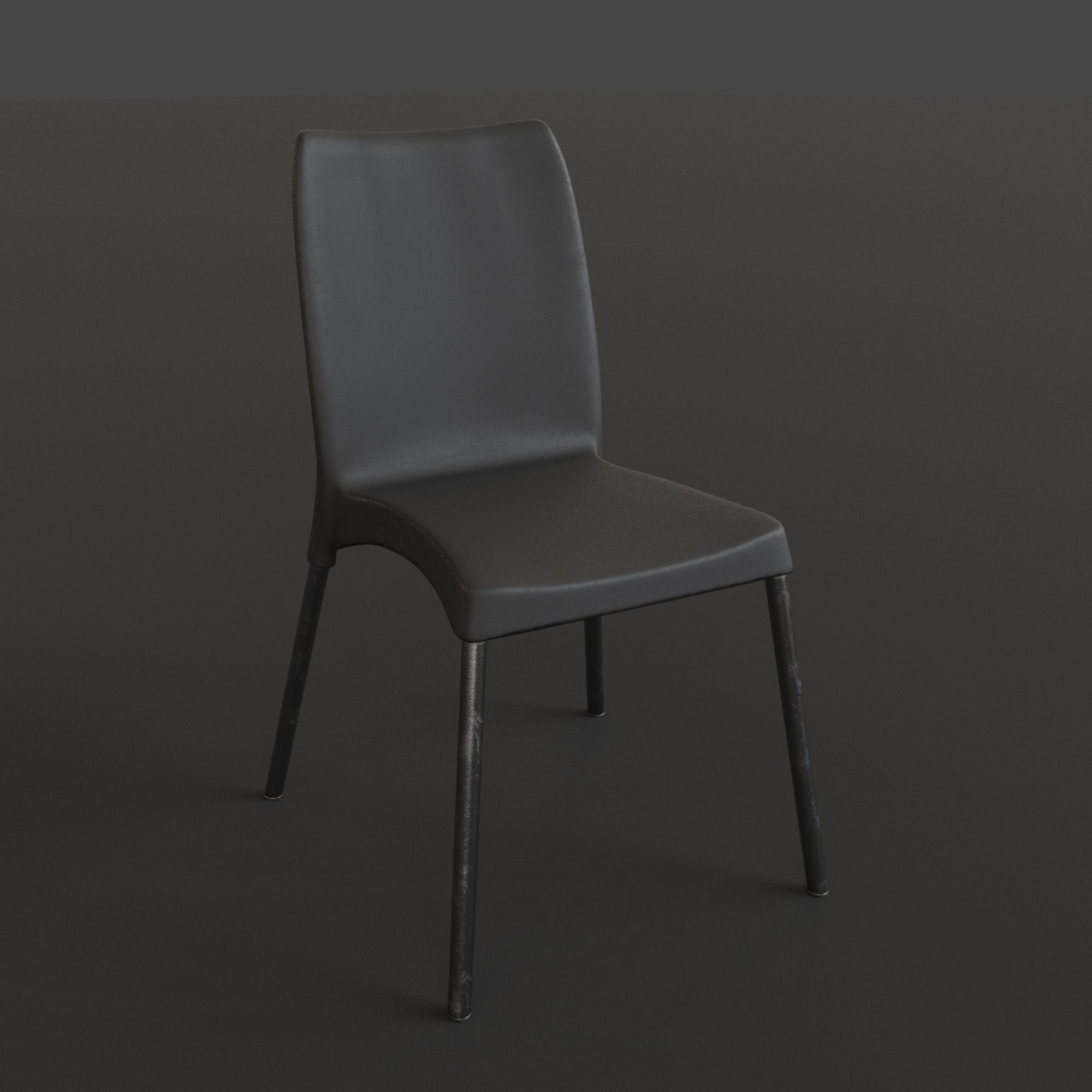 Stackable Plastic Chair Low-poly 3D model_2