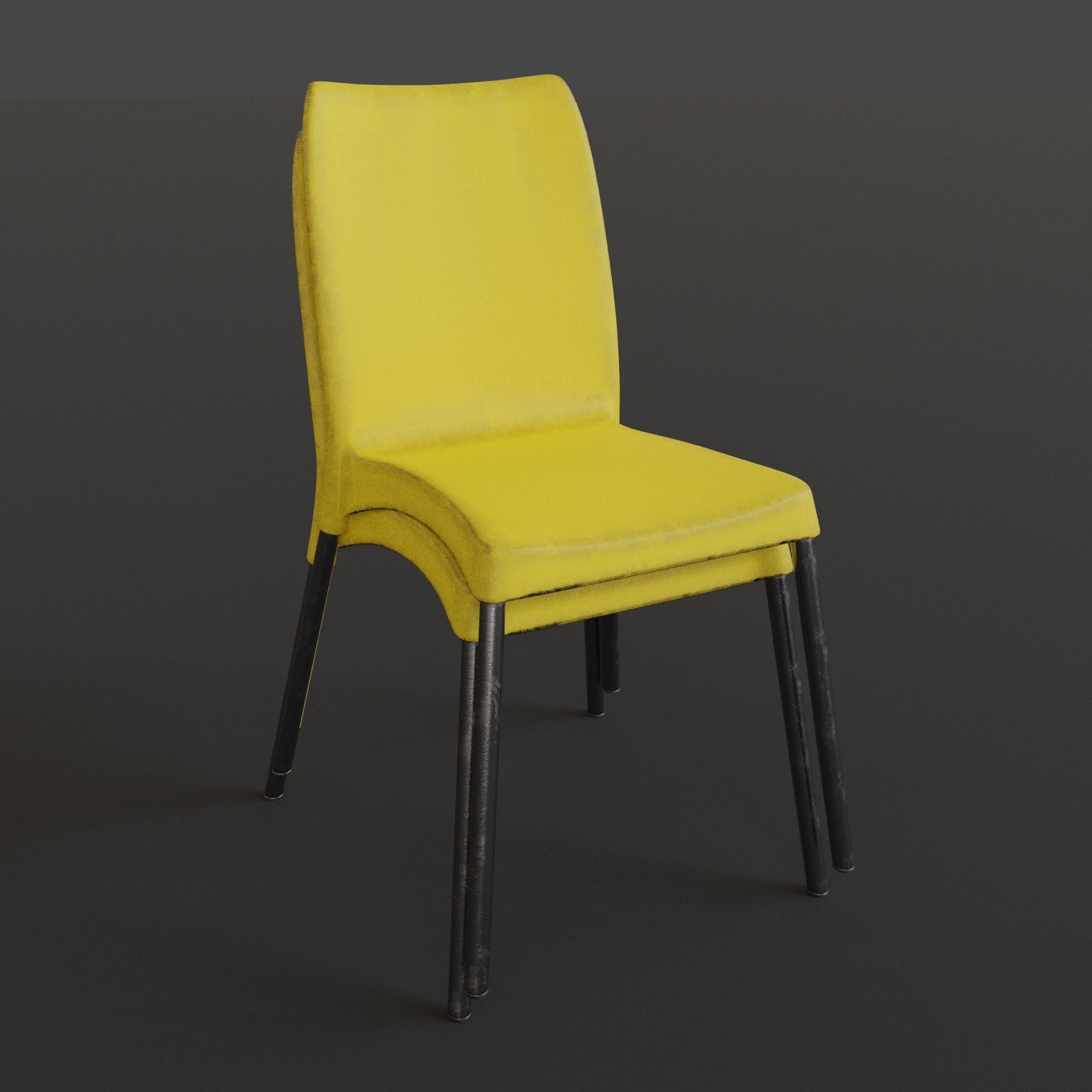 Stackable Plastic Chair Low-poly 3D model_9