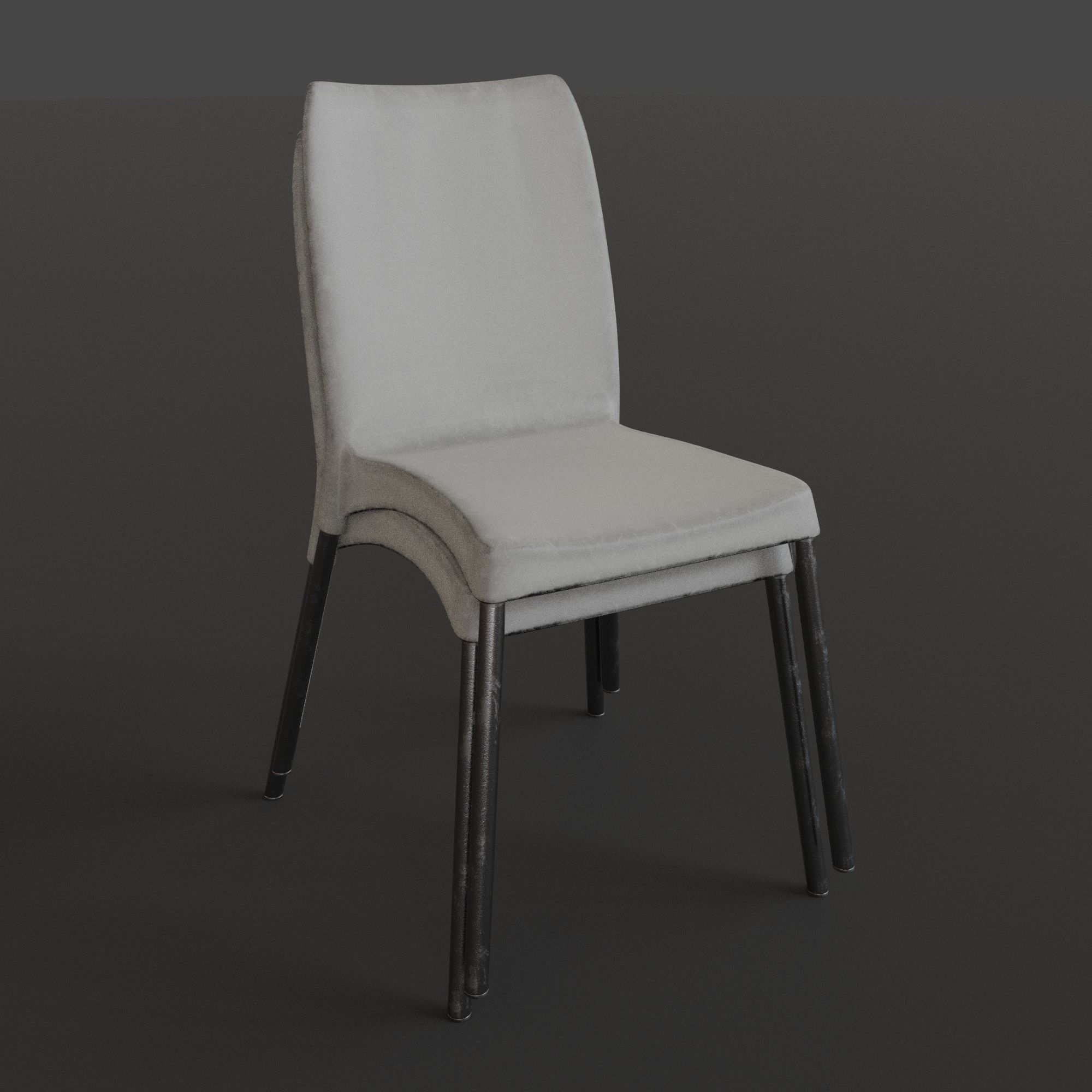 Stackable Plastic Chair Low-poly 3D model_7