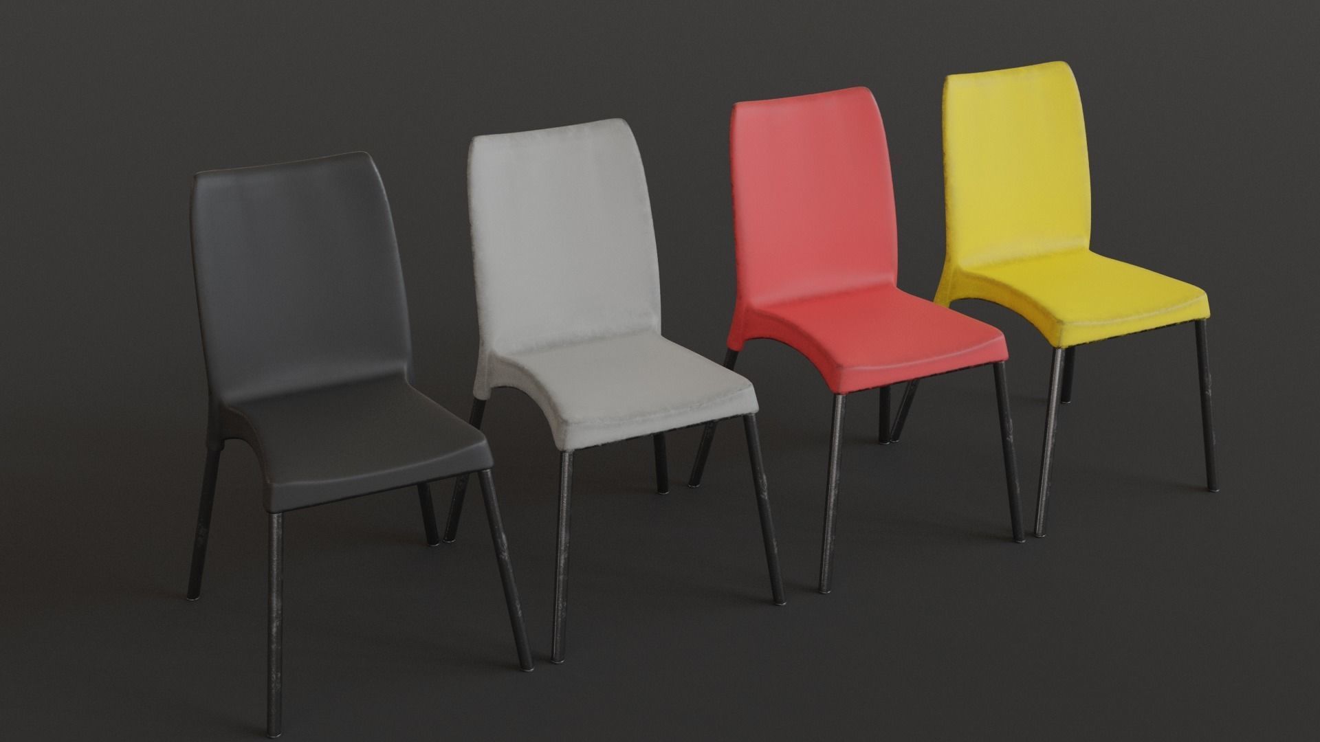 Stackable Plastic Chair Low-poly 3D model_1