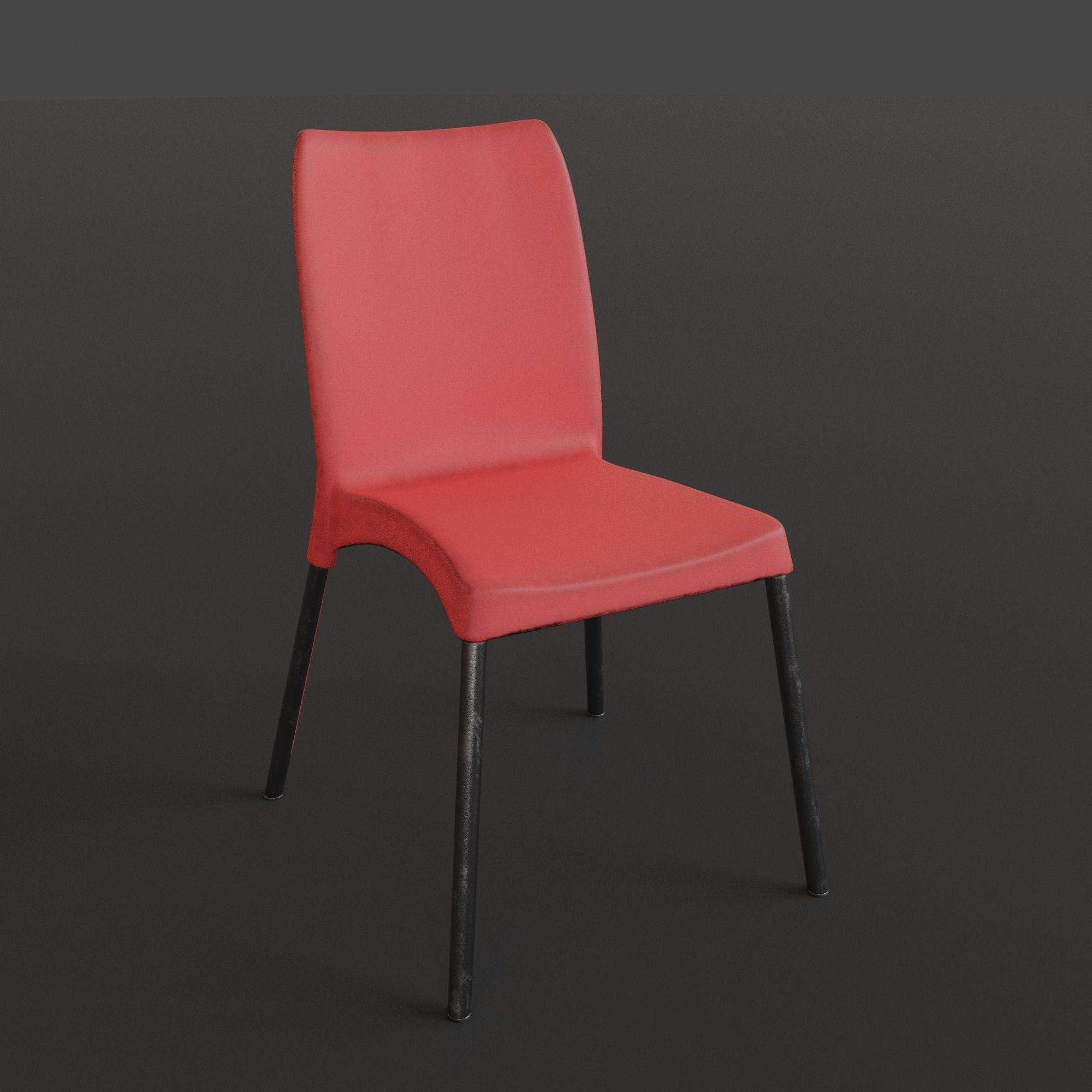 Stackable Plastic Chair Low-poly 3D model_4