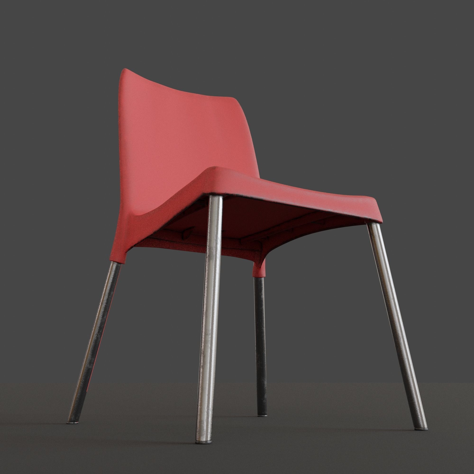 Stackable Plastic Chair Low-poly 3D model_12