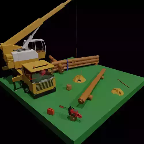 Building log home scene