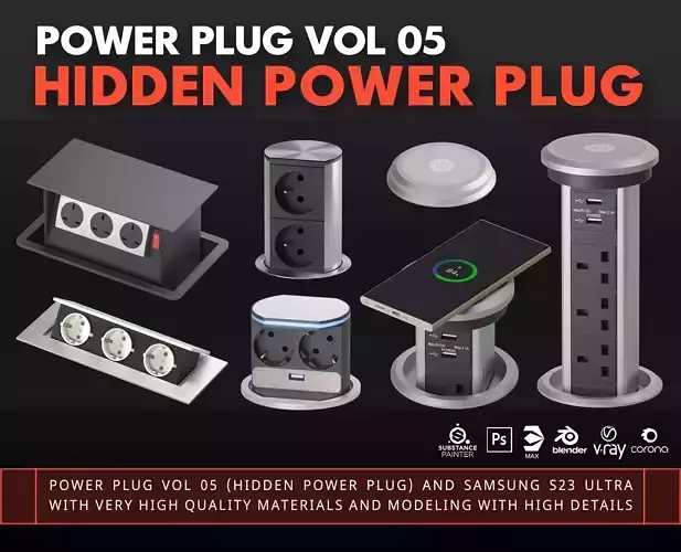 Power plug vol 05 -hidden power plug- Low-poly 3D model