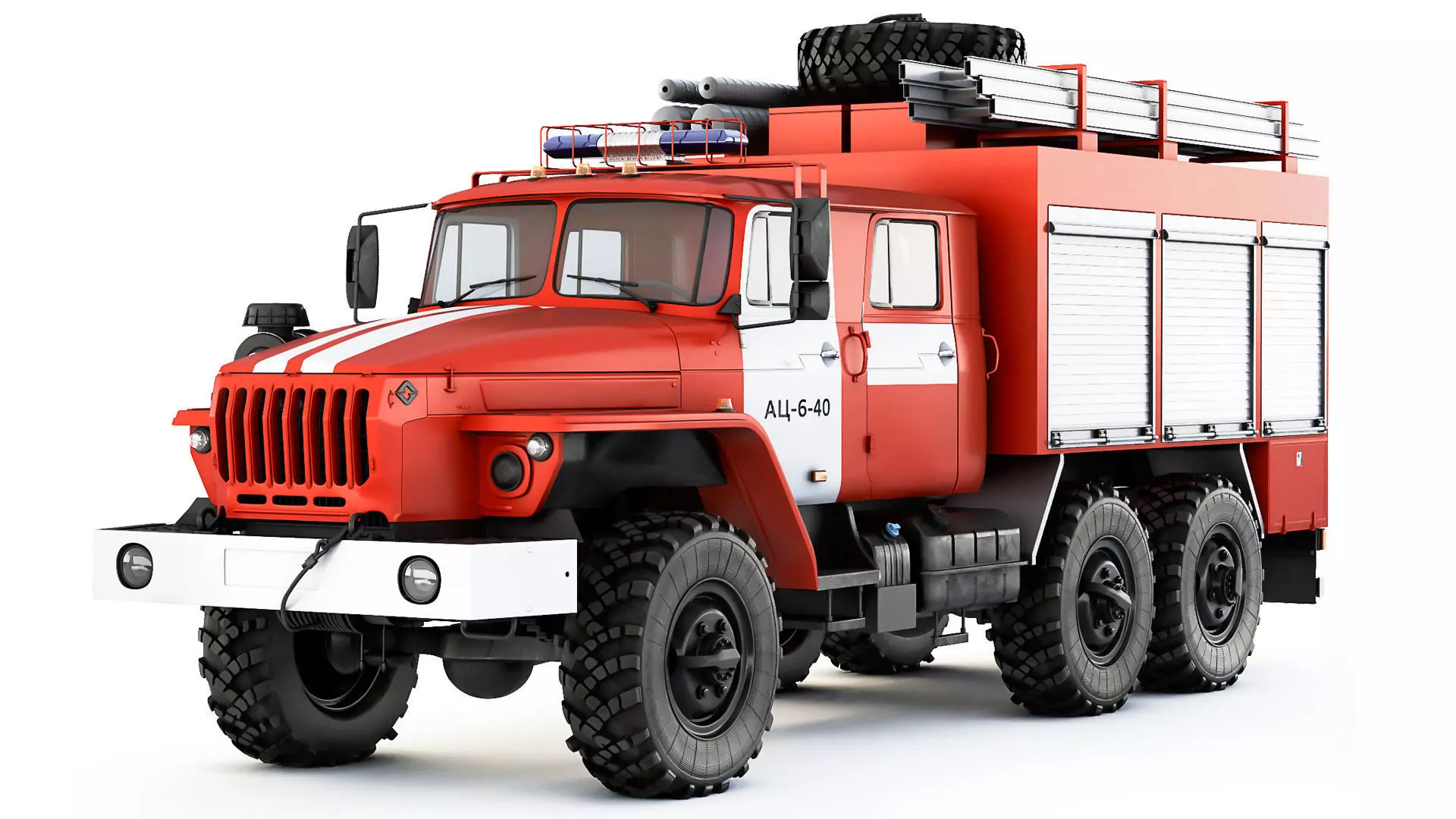 Ural 5557 AC-6-40 fire truck 2021 3D model