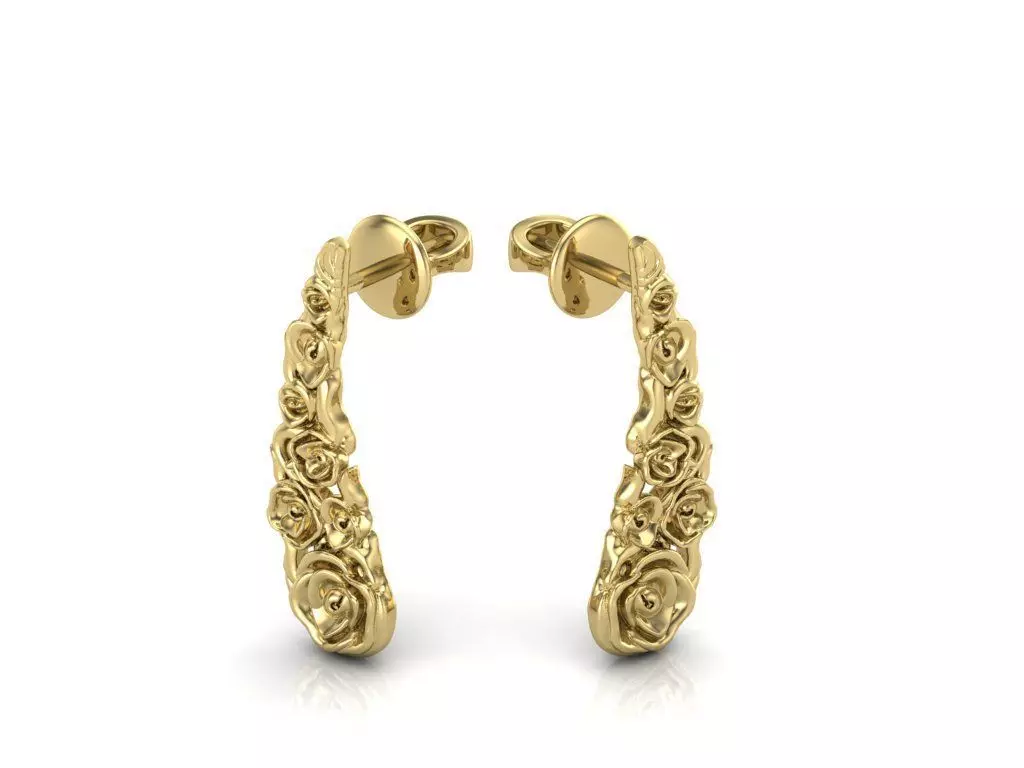 rose earrings 3D print model_0